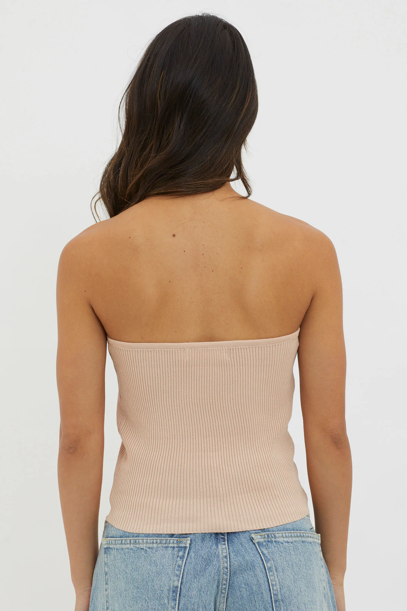Flora Strapless Knit Top Mocha - Seraphlike