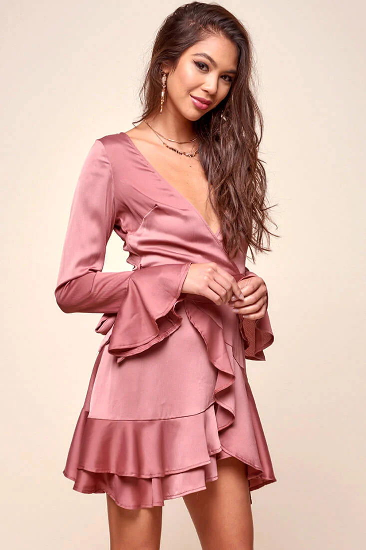 Khandi Peek-a-Boo Back Wrap Dress Midnight Rose - Seraphlike