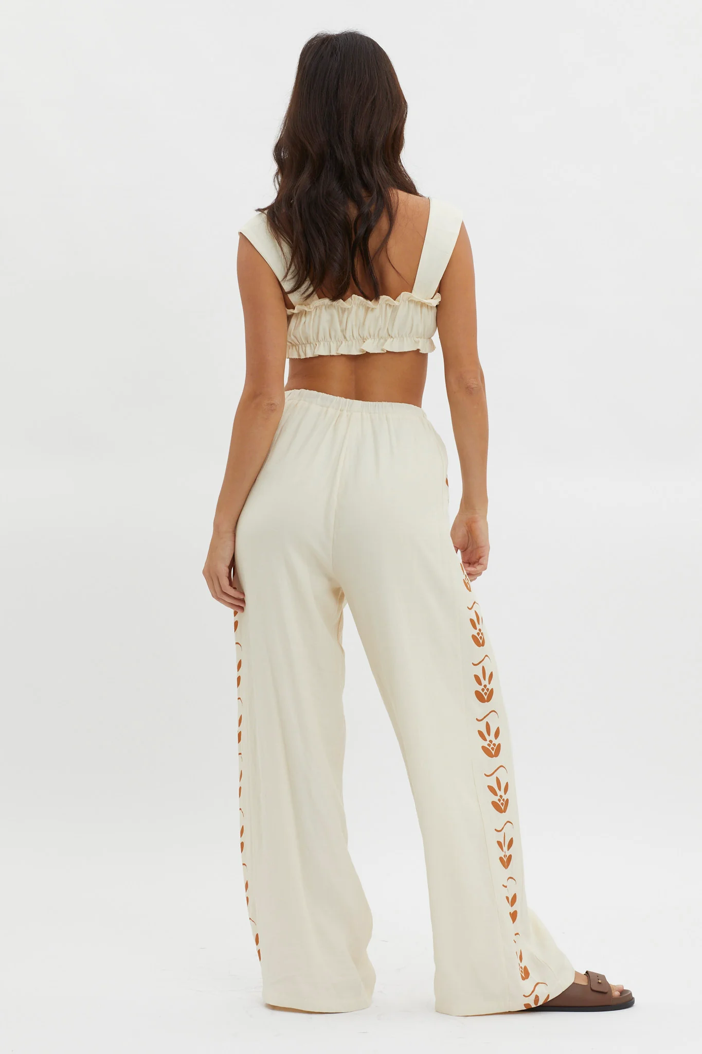 Maghan Side Print Long Pants Beige - Seraphlike