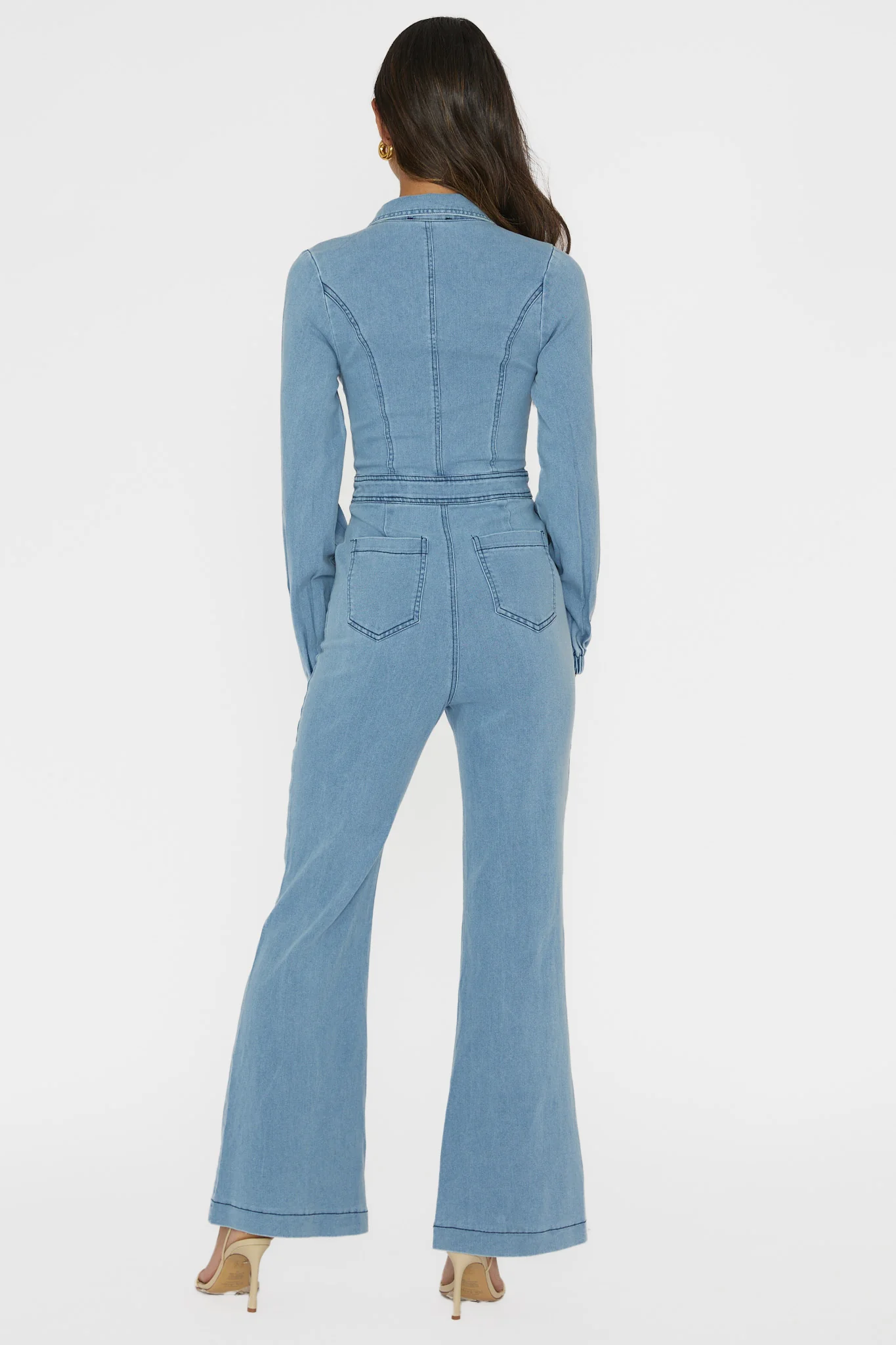 Emilio Long Sleeve Jumpsuit Denim Blue - Seraphlike
