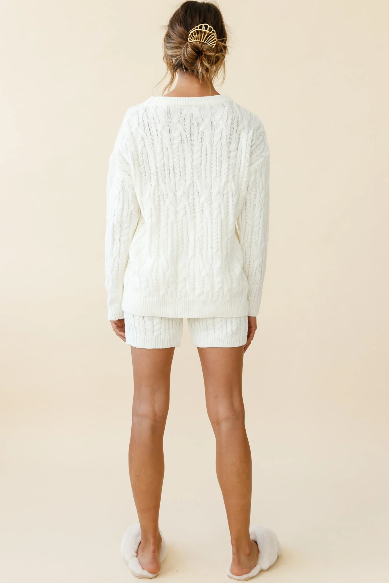 Colorado Cable Knit Shorts Cream - Seraphlike