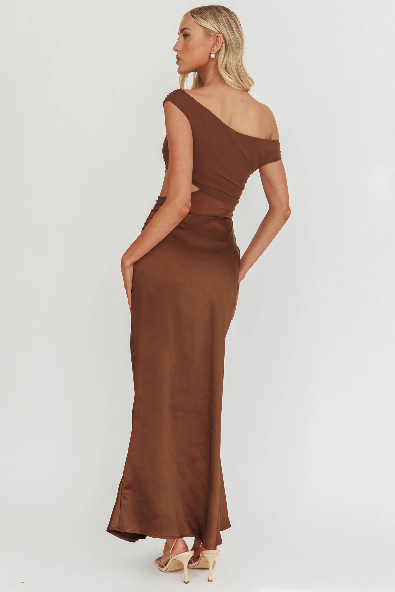 In Blooms Mesh Bodice Maxi Dress Chocolate - Seraphlike