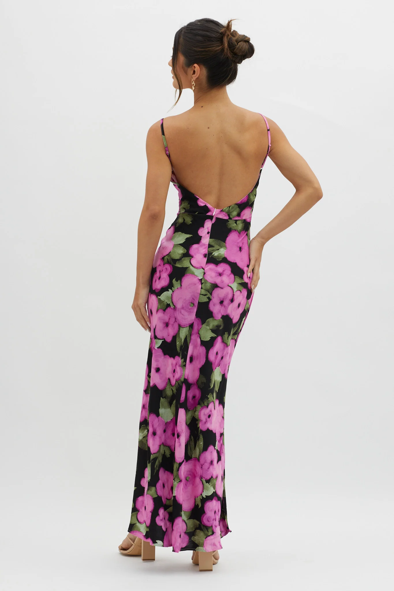 Kasha Low Back Maxi Dress Floral Pink - Seraphlike