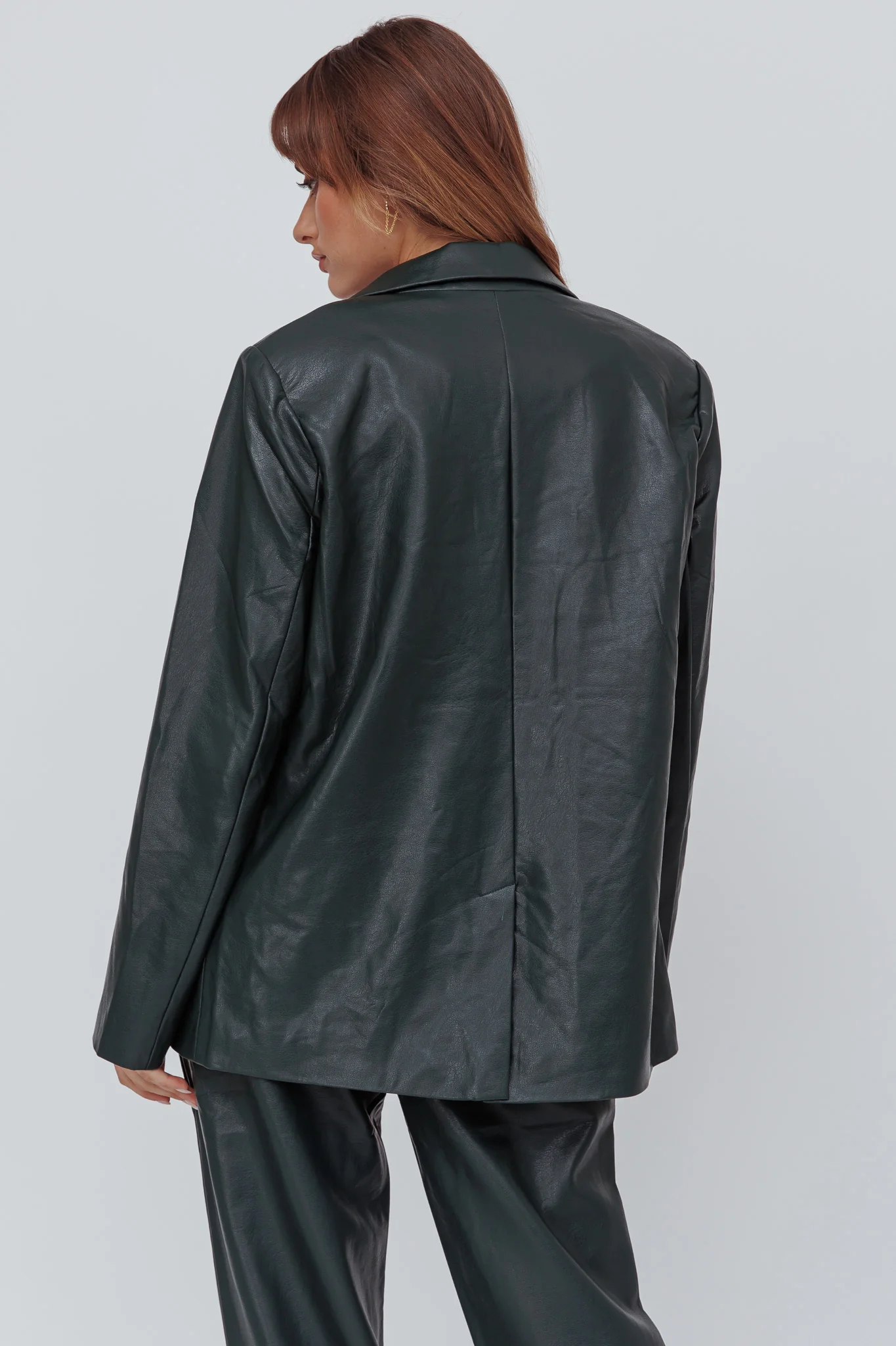 Left On Read Faux Leather Jacket Hunter Green - Seraphlike