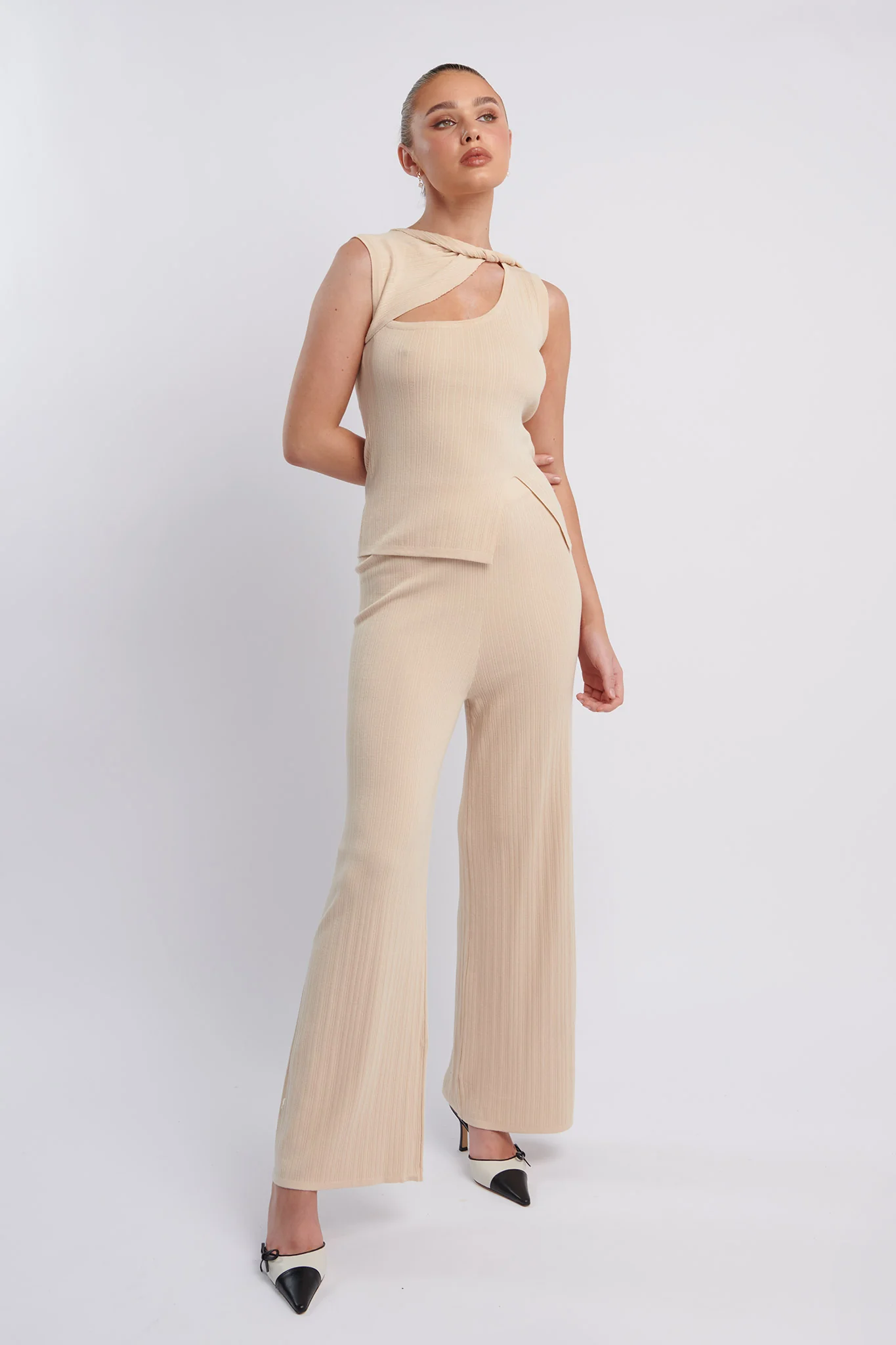 Rossana Long Knit Pants Oat - Seraphlike