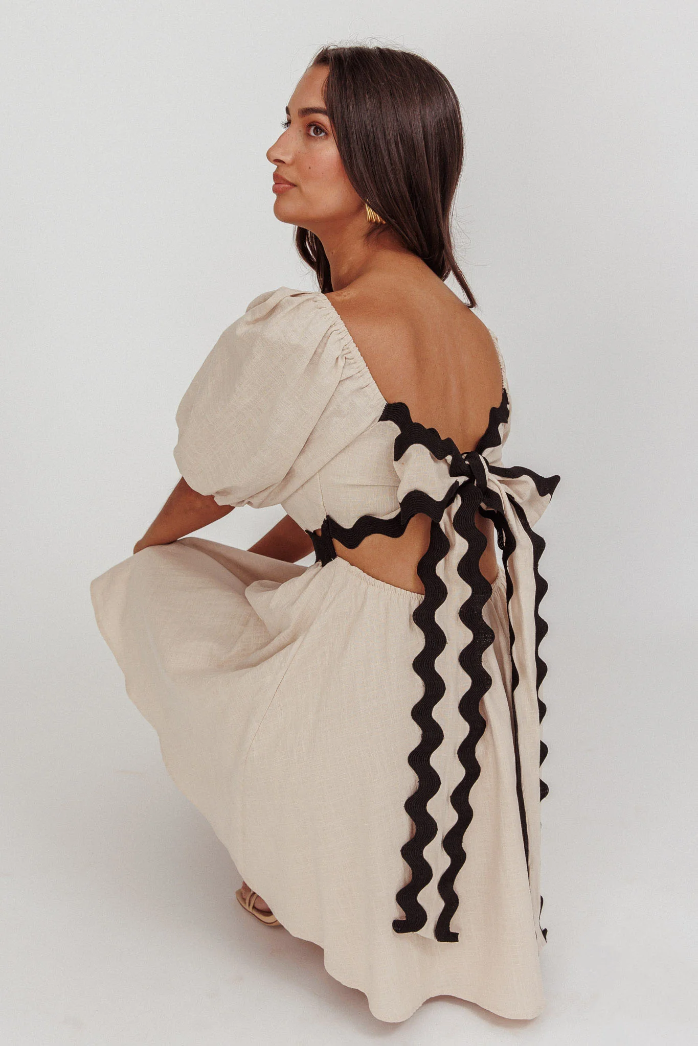 Akali Puff Sleeve A-line Mini Dress Oat - Seraphlike