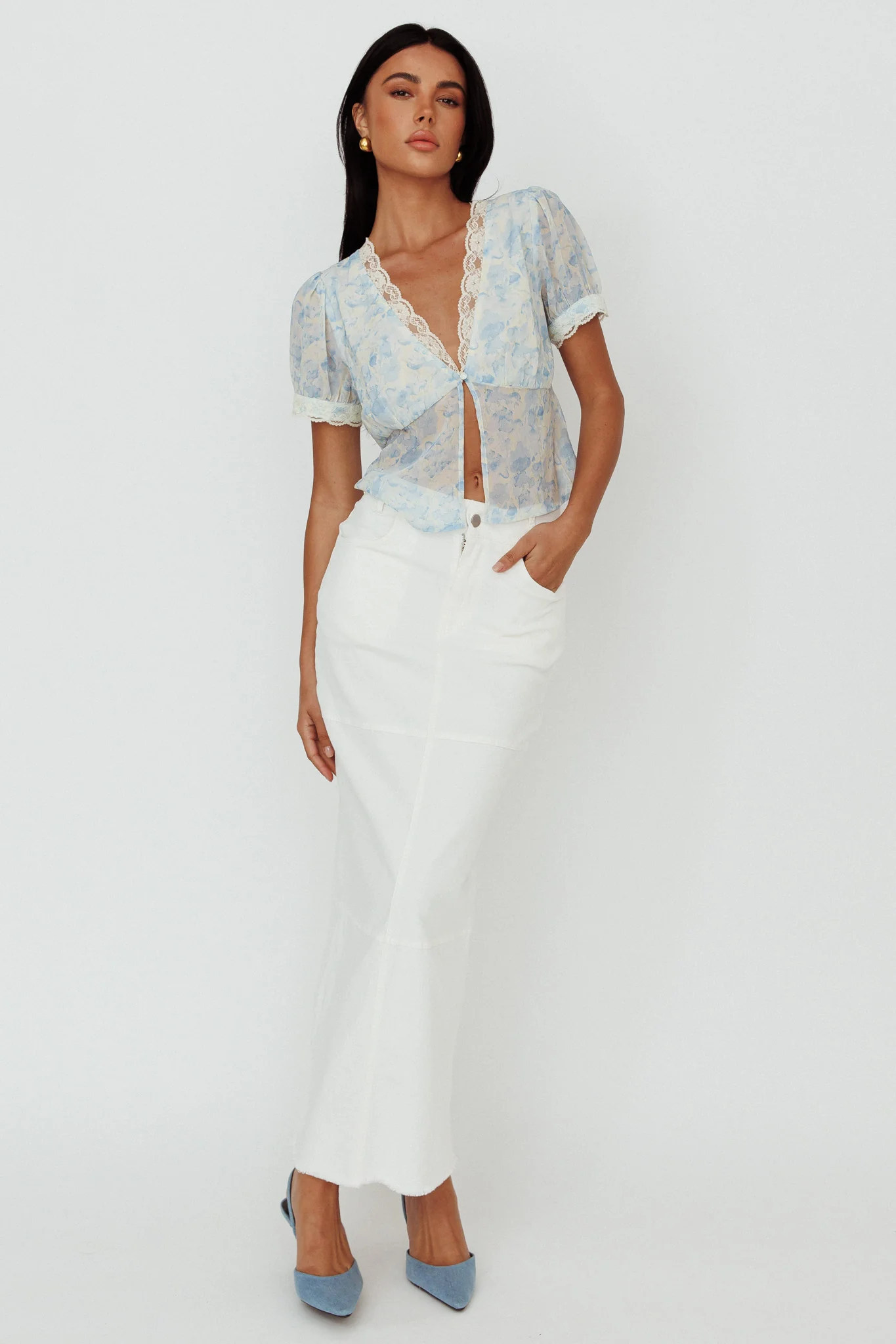 Thalia Pocket Maxi Skirt White - Seraphlike