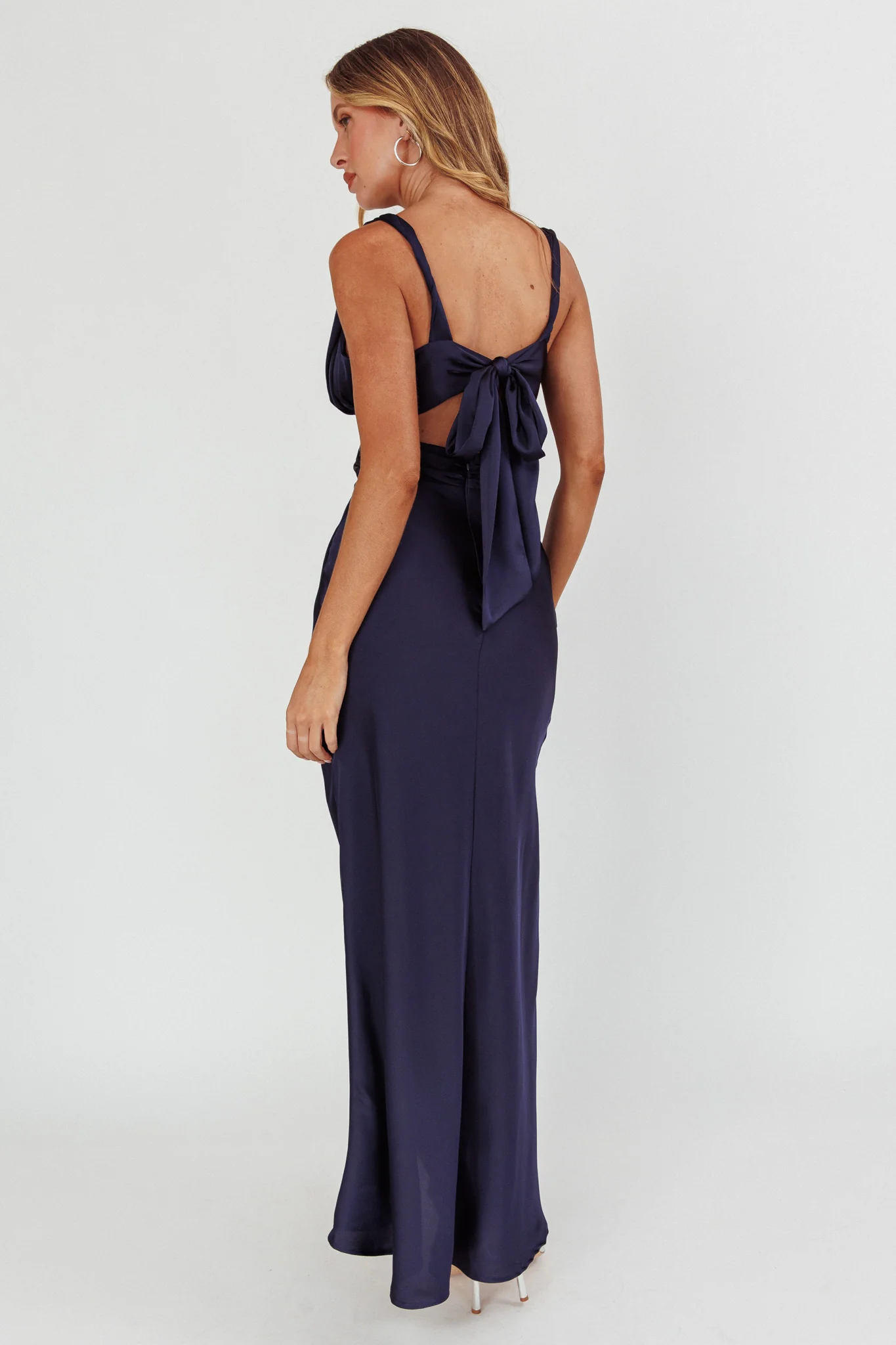 Harper Cut-Out Bow Back Maxi Dress Navy - Seraphlike