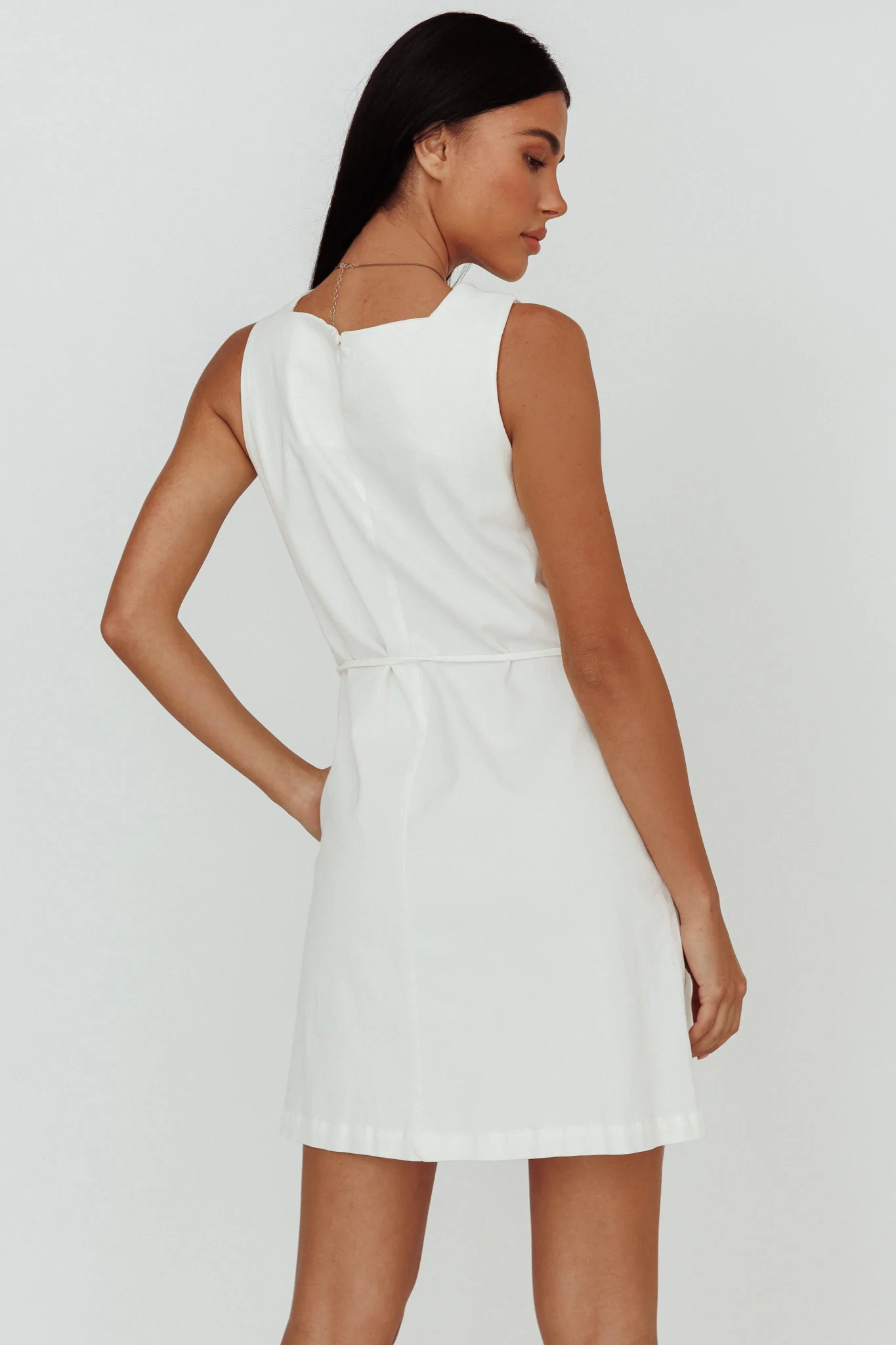 Tirzah Side Pocket Shift Dress White - Seraphlike