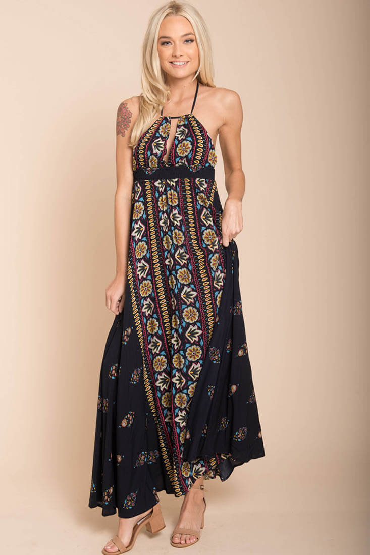 Shaylene Brunch Maxi Dress Navy - Seraphlike