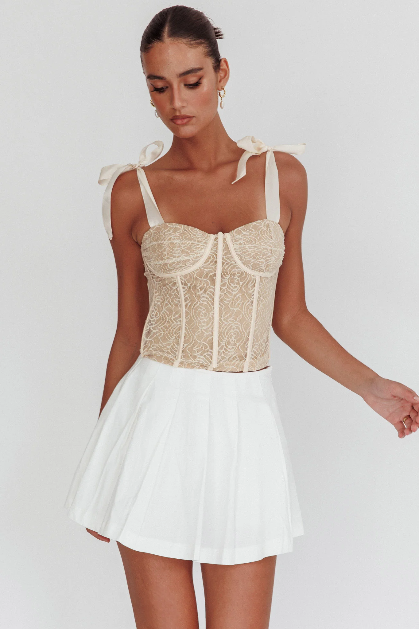 Rori Pleated Skirt Off White - Seraphlike