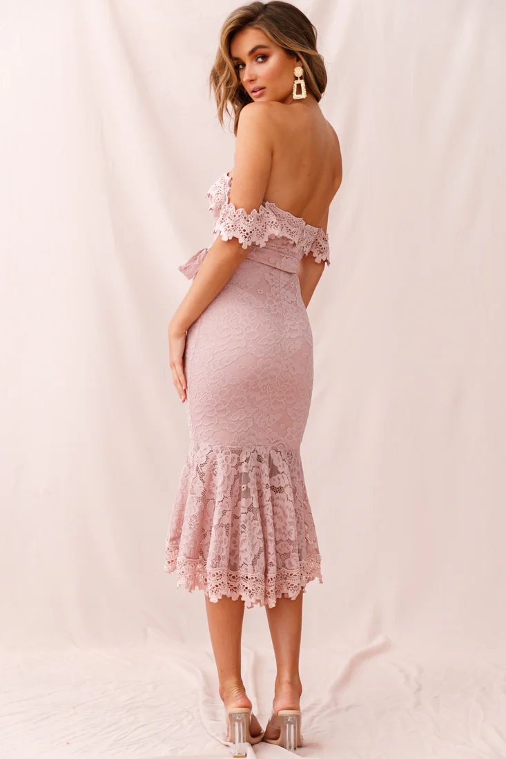 Patience Lace Bodycon Midi Dress Mauve - Seraphlike