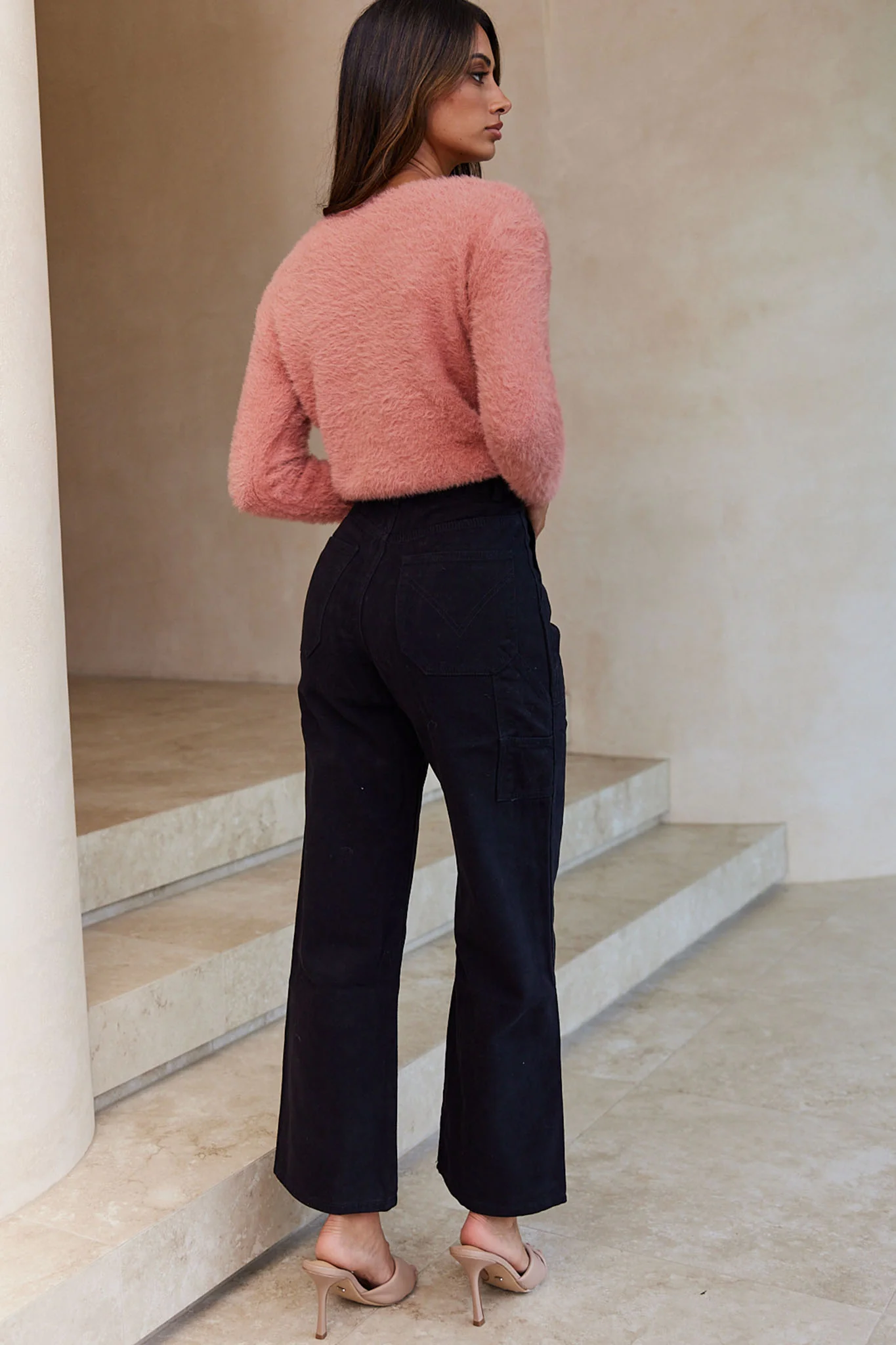 Elsa Long Sleeve Ruched Bust Sweater Rose - Seraphlike