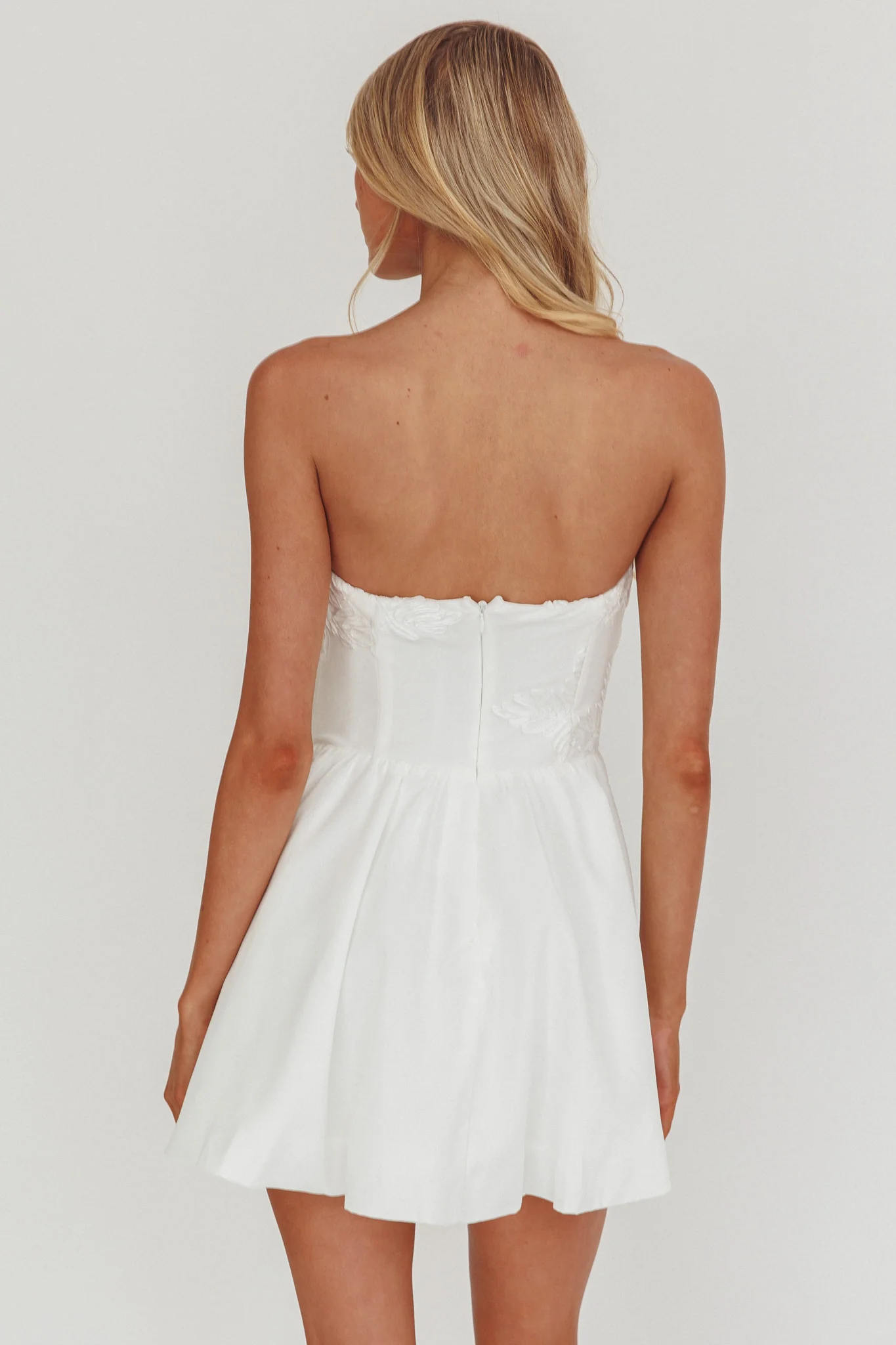 Fiora Basque Waist Strapless Mini Dress White - Seraphlike