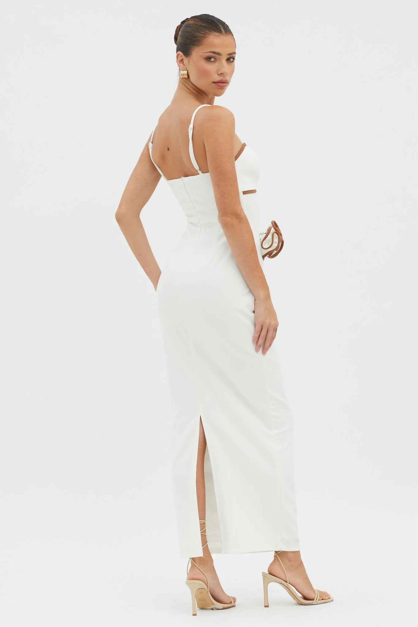 Griselda Flower Decoration Maxi Dress White - Seraphlike