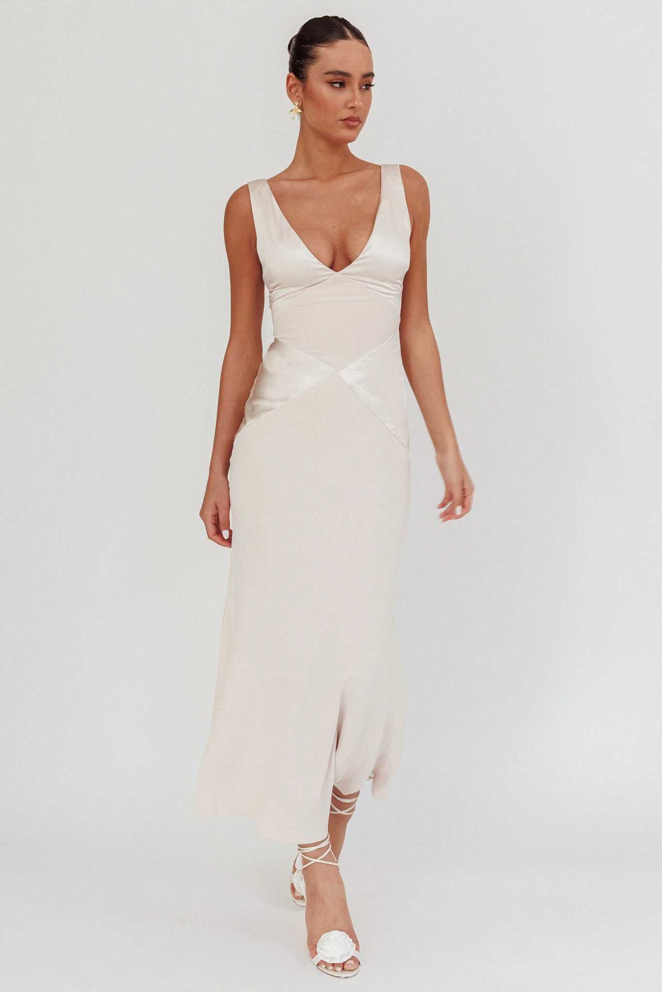 Soul Fire V-Neck Maxi Dress Champagne - Seraphlike