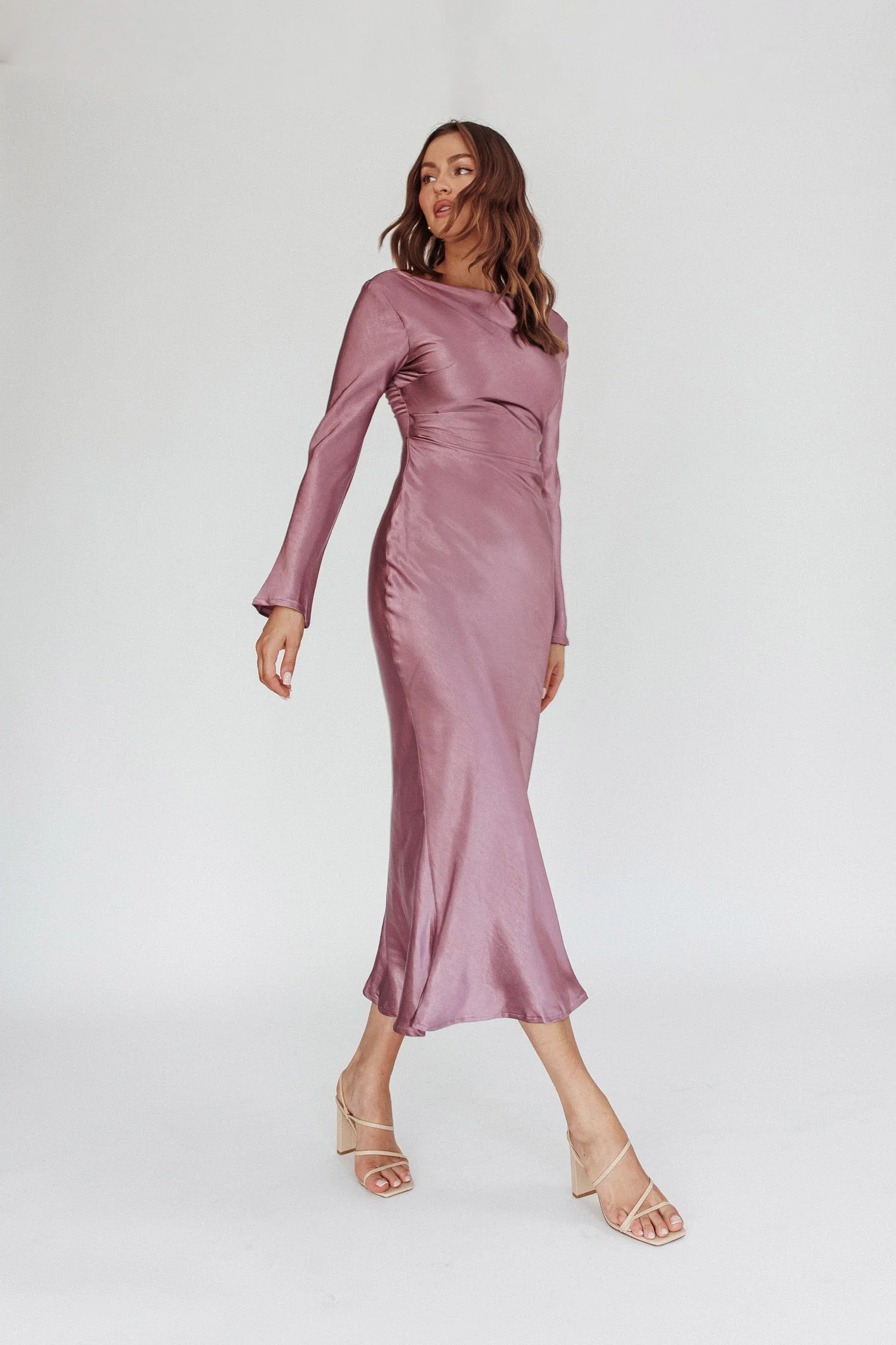 Loveland Cowl Back Midi Dress Grape - Seraphlike