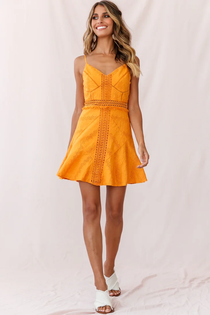 Eugenie Cami Strap Embellished Sun Dress Sunset - Seraphlike