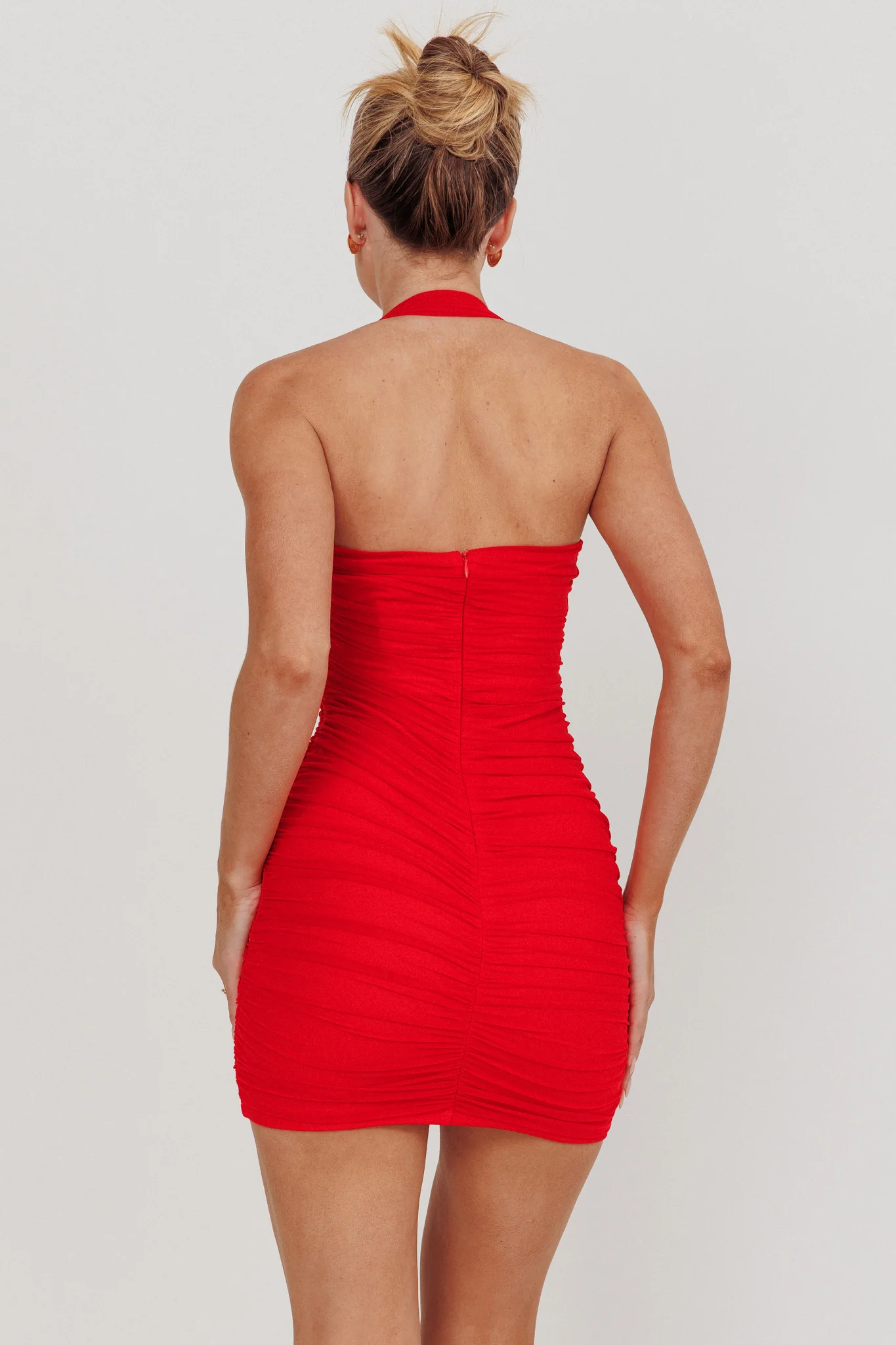 Mars Draped Strapless Mini Dress Red - Seraphlike