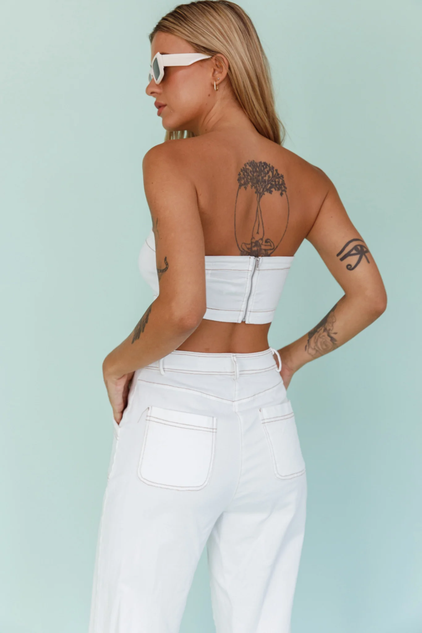 Uptown Strapless Crop Top White - Seraphlike
