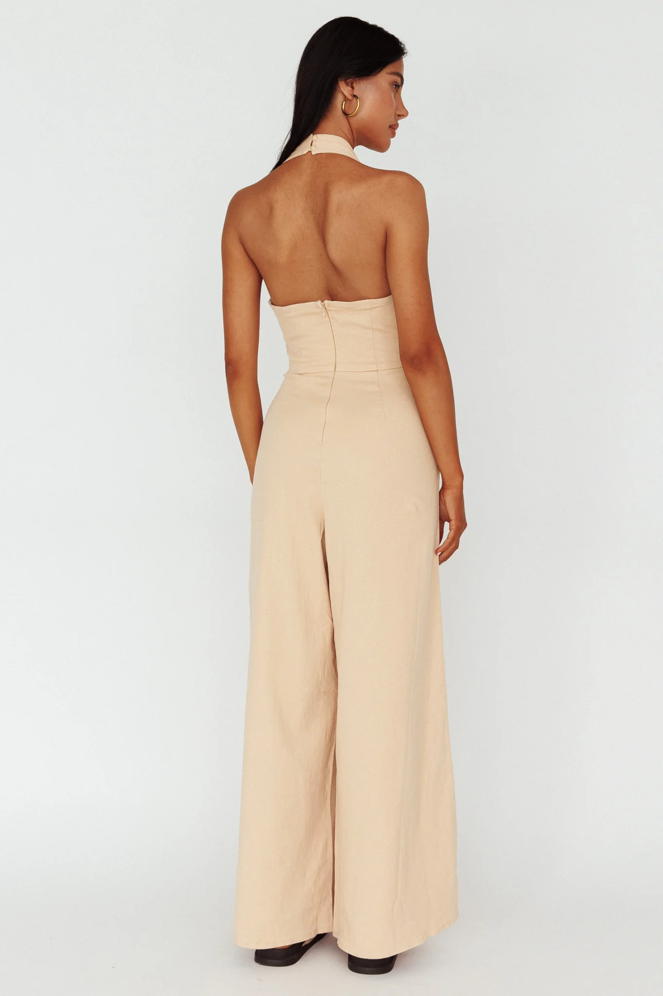 Hilaria Halterneck Jumpsuit Beige - Seraphlike