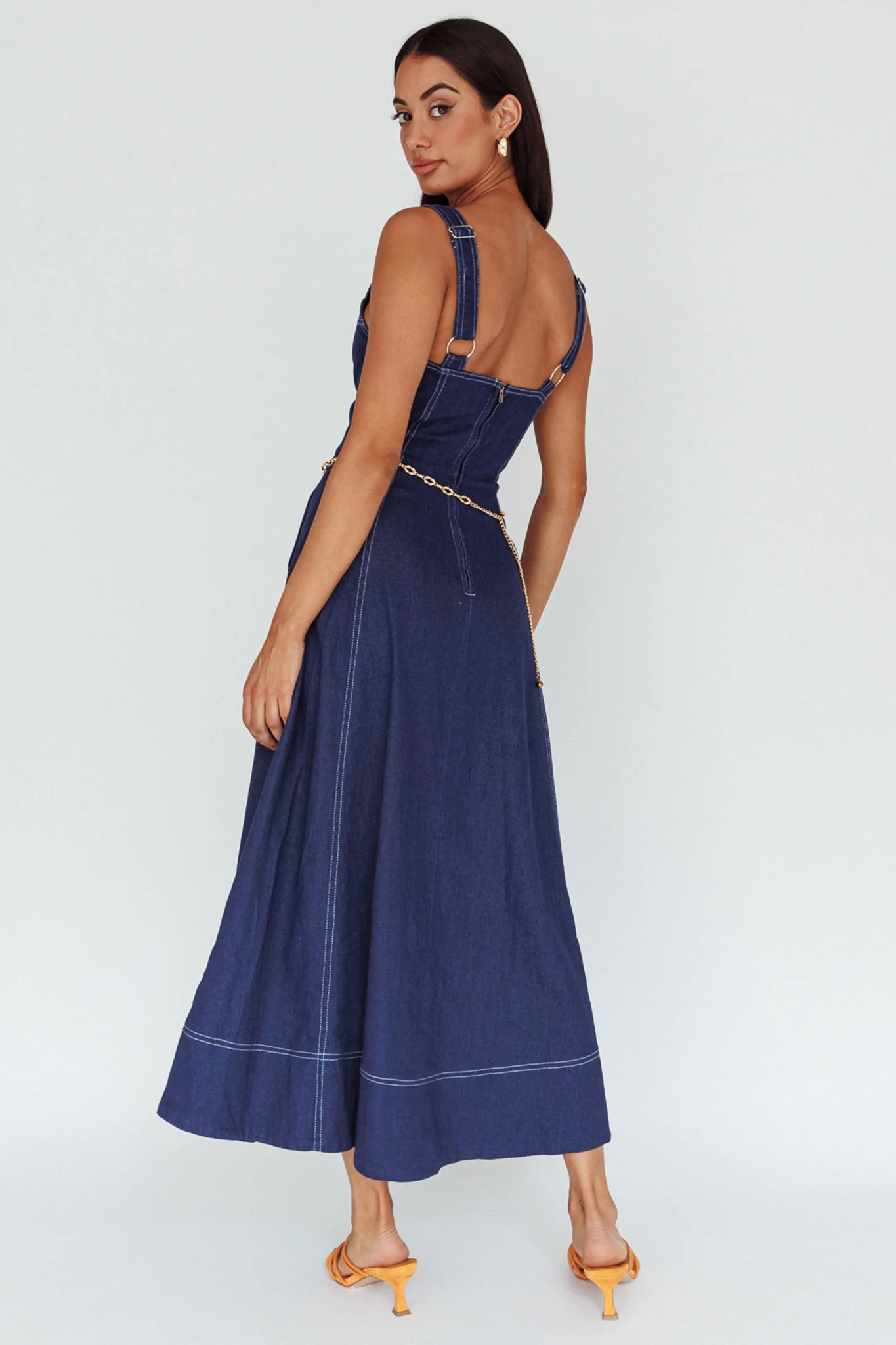 Laureen Pocket Maxi Dress Denim Indigo - Seraphlike