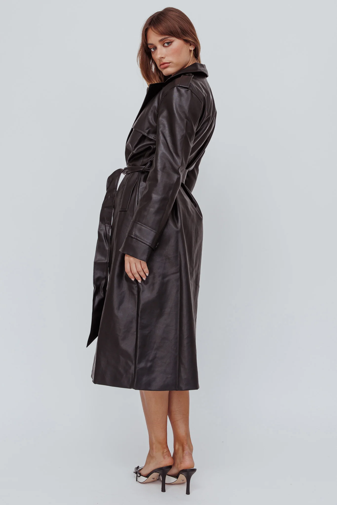 Zen Faux Leather Trench Coat Black - Seraphlike