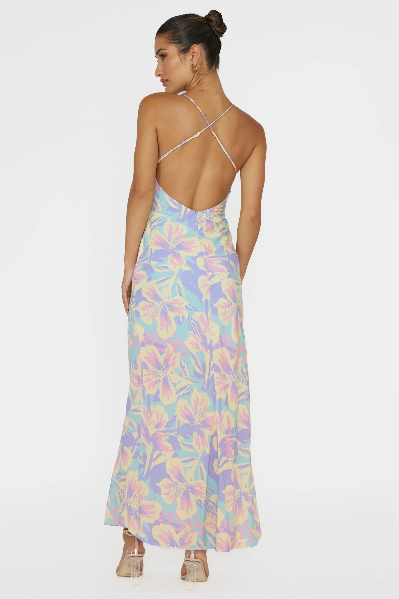 Libby Scoop Back Maxi Dress Floral Blue - Seraphlike