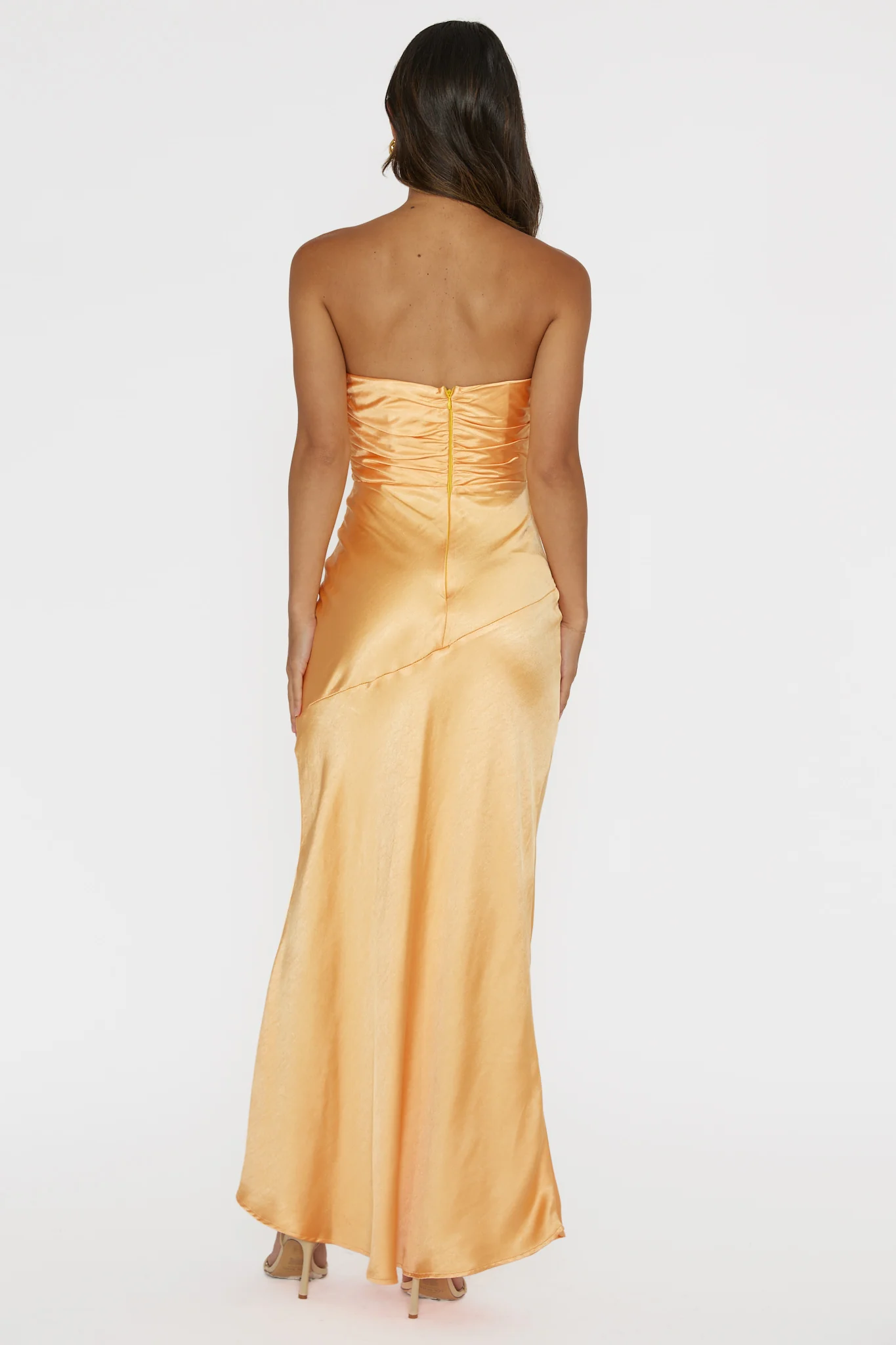 Blaise Asymmetric Neckline Maxi Dress Apricot - Seraphlike