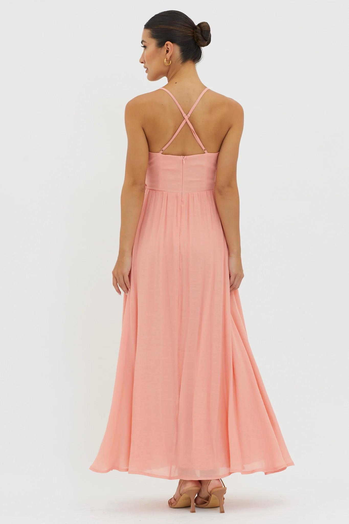 Slow It Down Lace Trim Maxi Dress Peach - Seraphlike
