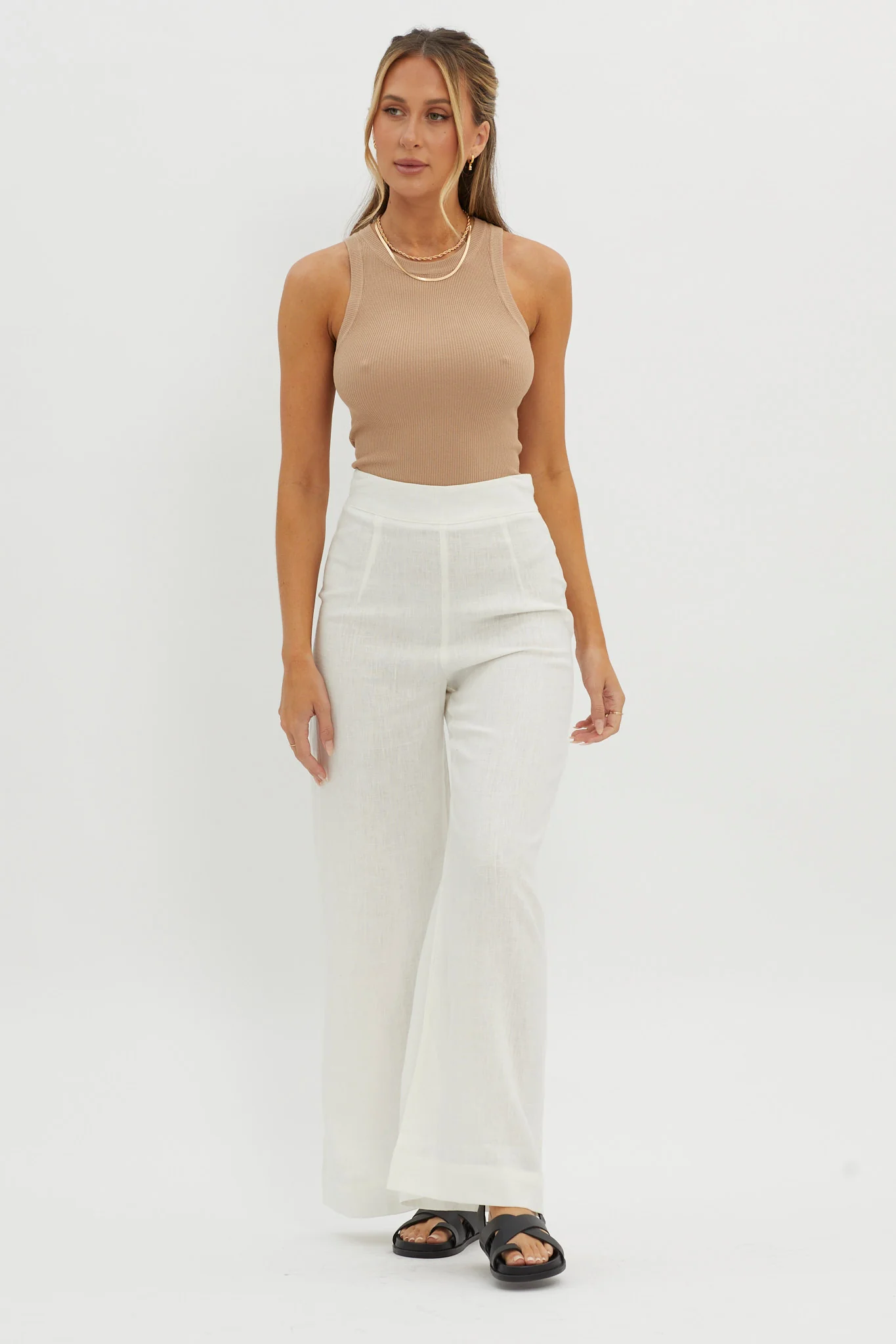 Wanda Wide Leg Pants White - Seraphlike