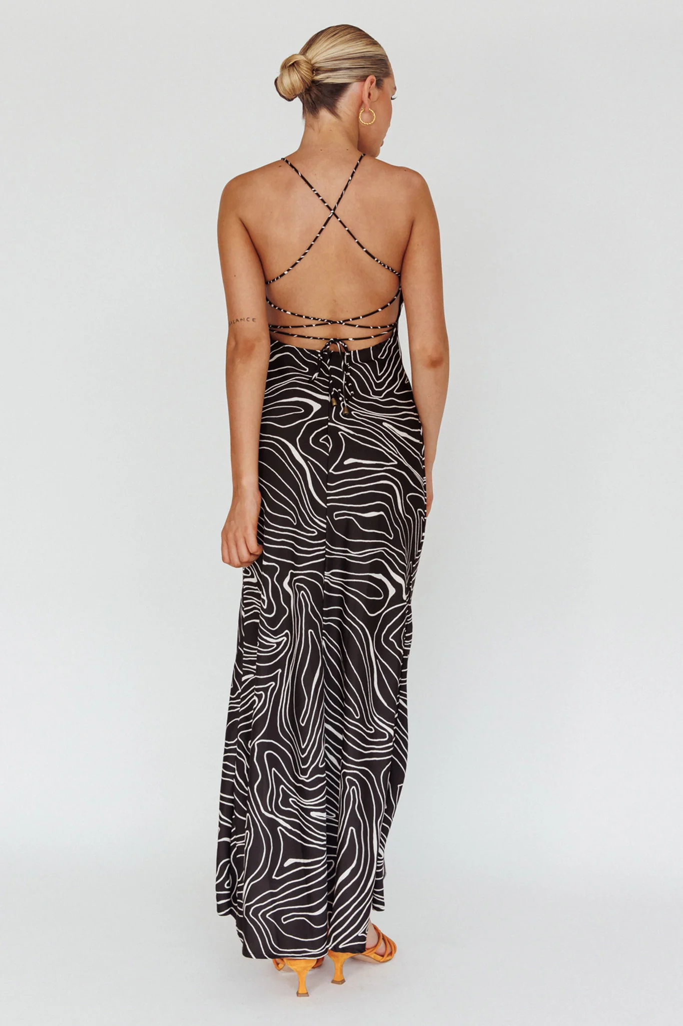 Onella Halterneck Laced Back Maxi Dress Ripple Black - Seraphlike