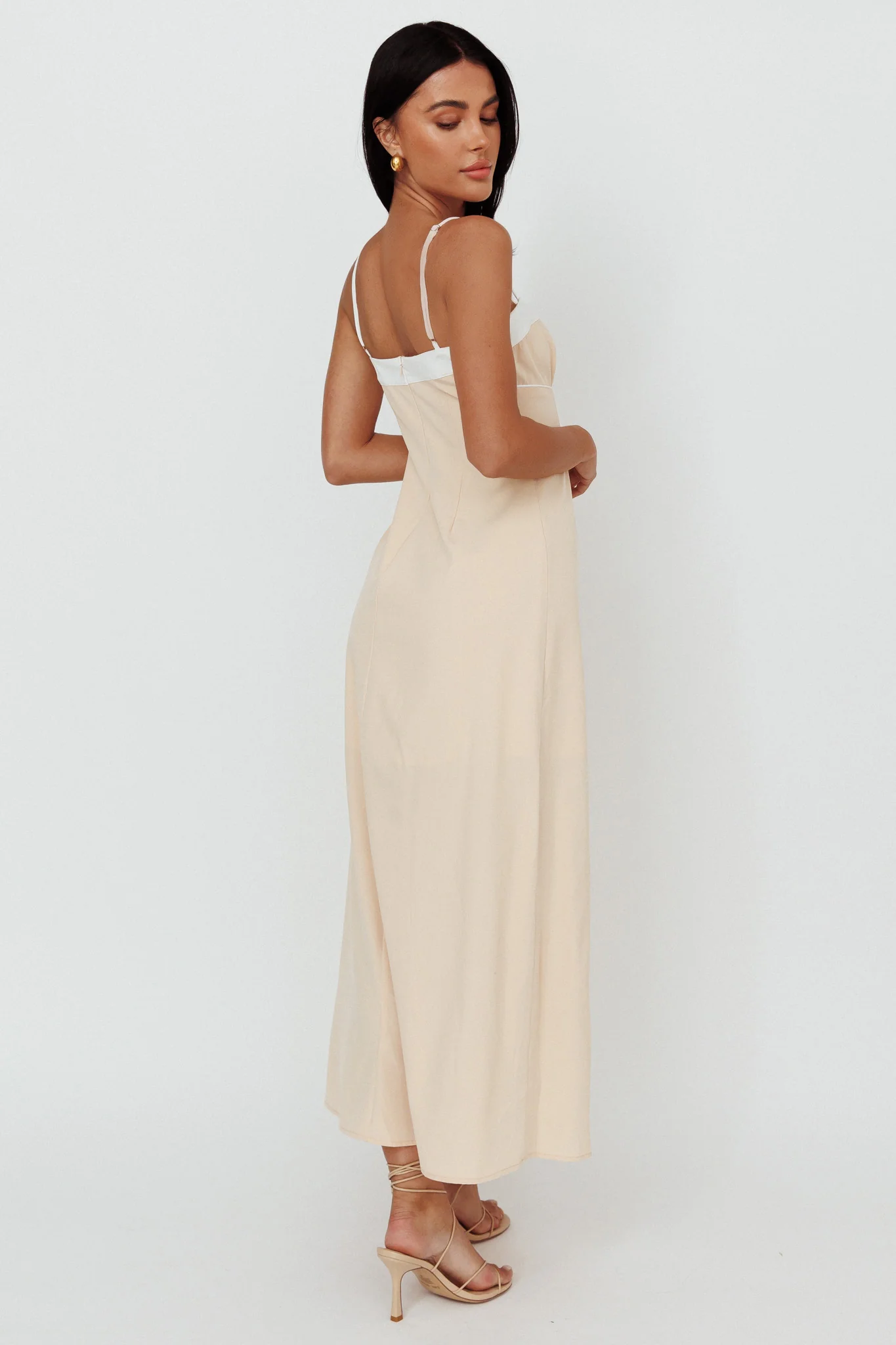 Taera Cami Strap Midi Dress Oat - Seraphlike