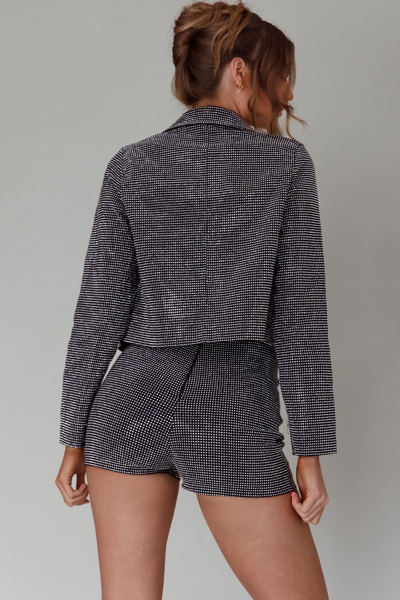 Jackpot Diamante Shorts Black - Seraphlike