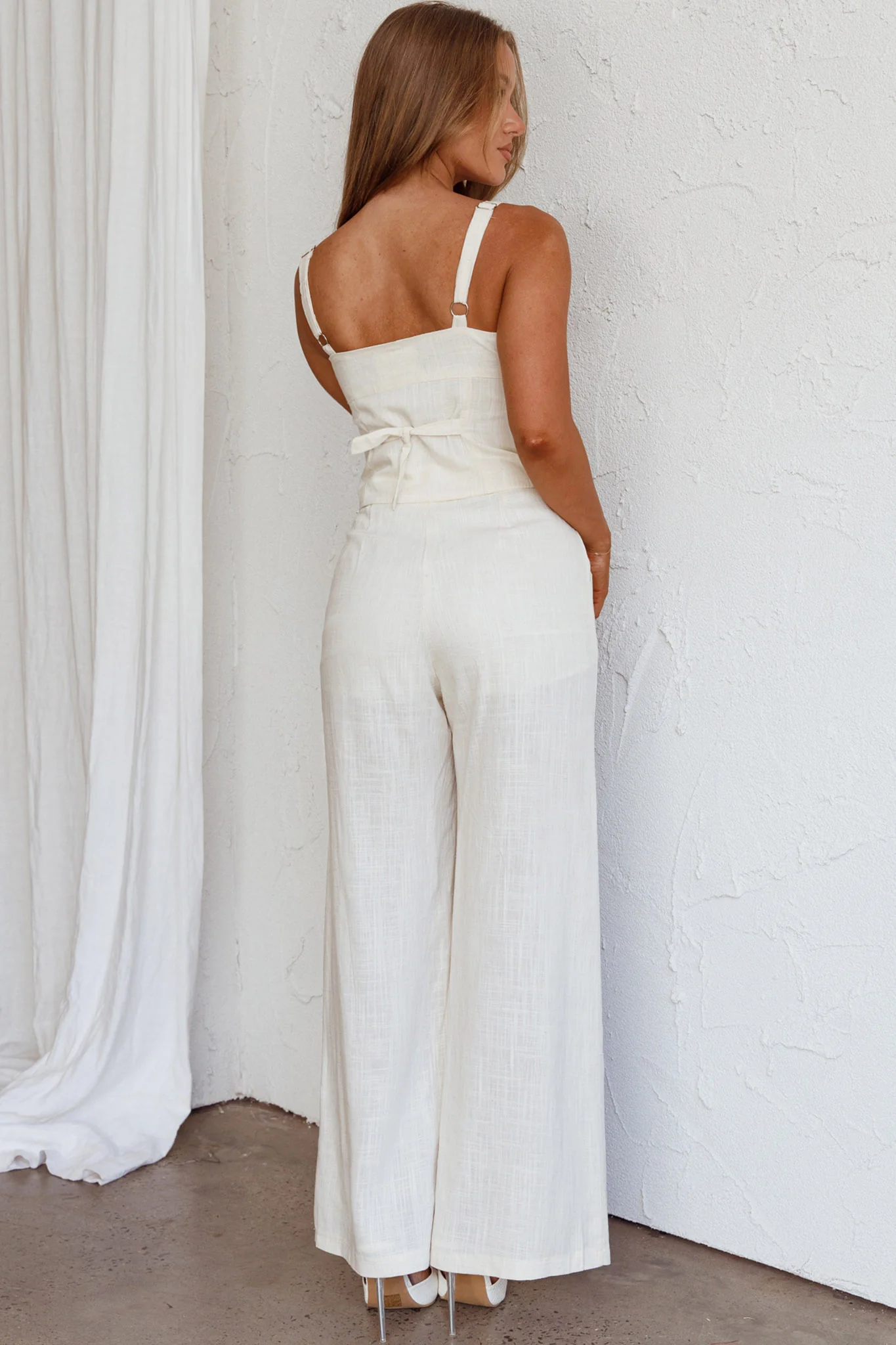 Play It Cool Wide Leg Pants Natural - Seraphlike