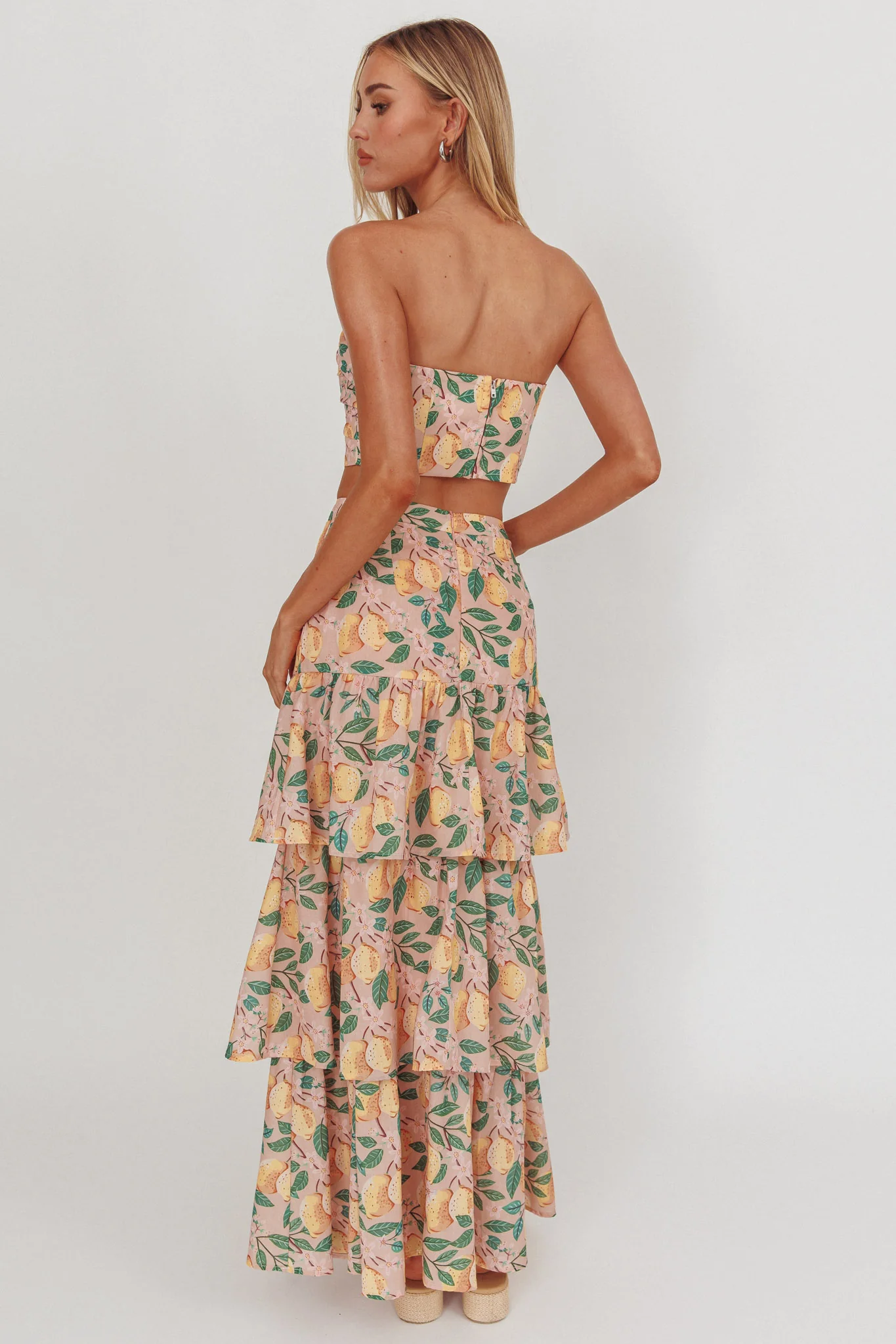 Ezmeralda Tiered Ruffle Maxi Skirt Lemon - Seraphlike