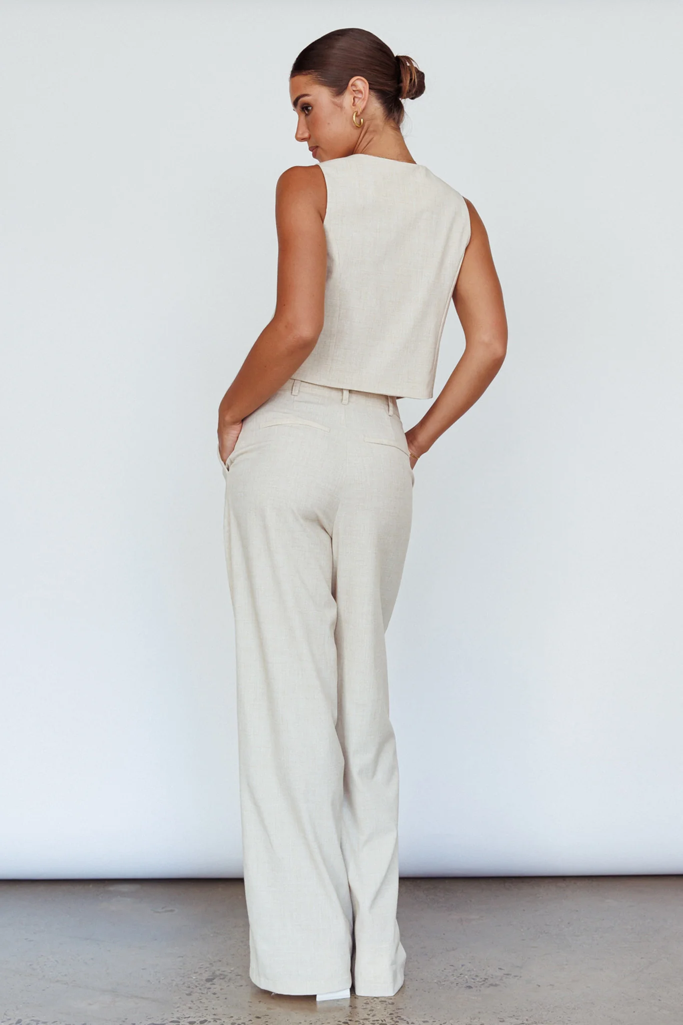 Times Square Buttoned Waistcoat Top Natural - Seraphlike