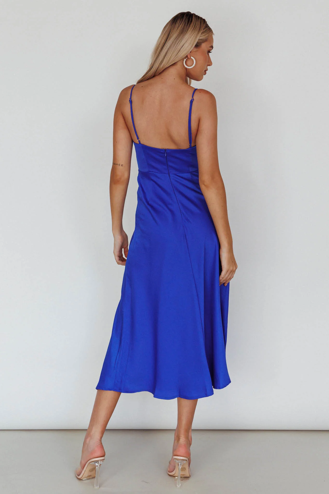 Suki Front Split Midi Dress Royal Blue - Seraphlike