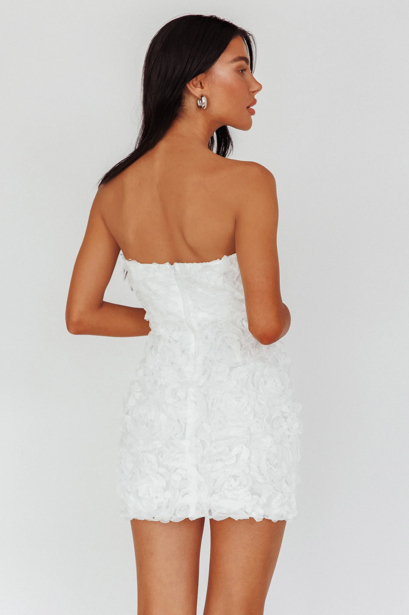 Charmer Floral Embellished Mini Dress Ivory - Seraphlike