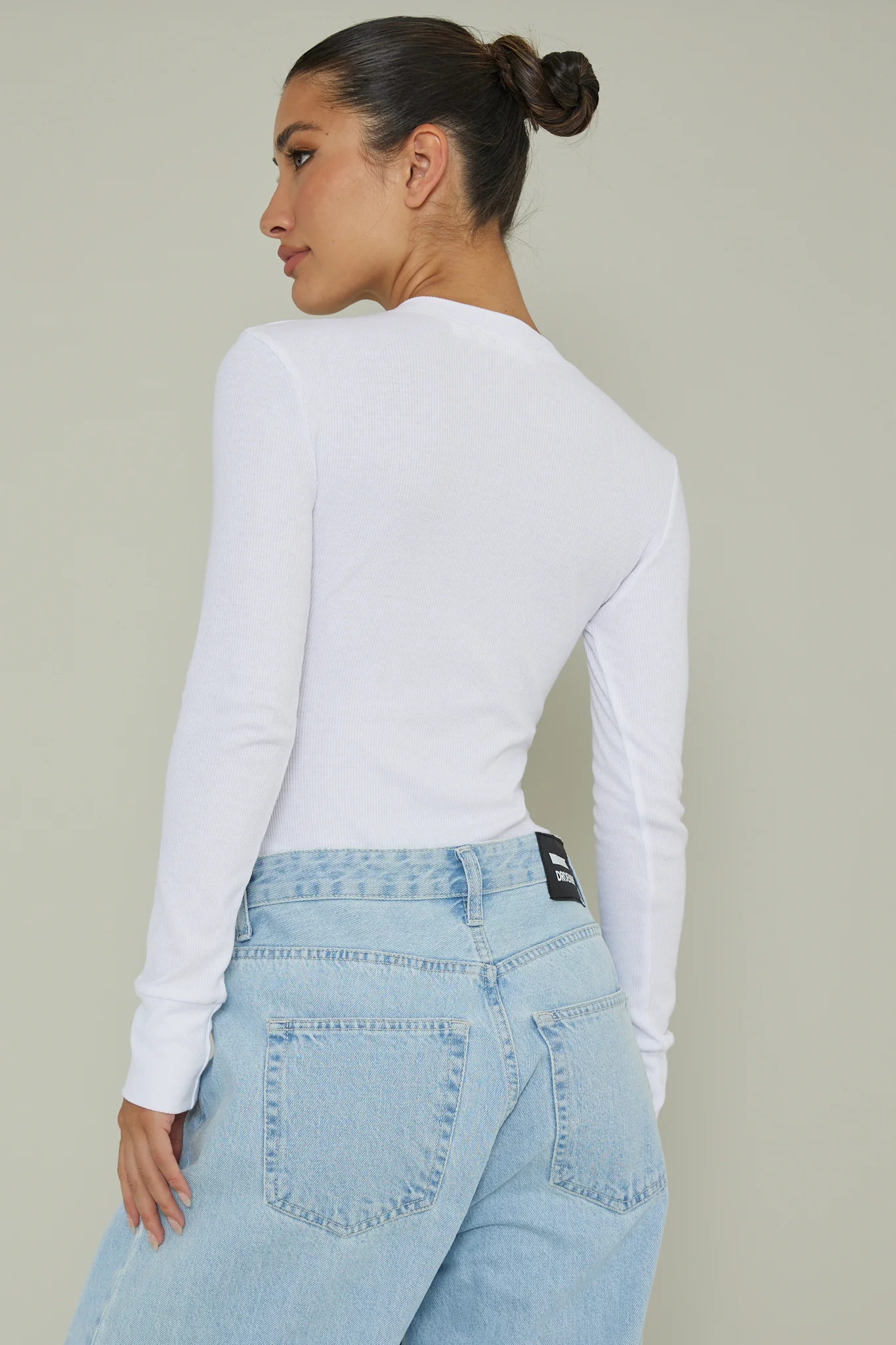 Henley Snap Front Bodysuit White - Seraphlike