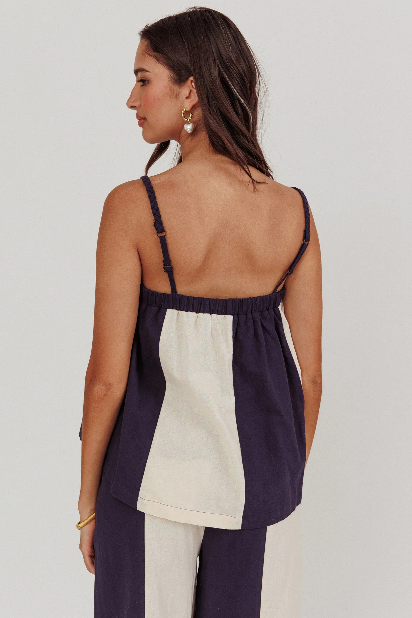 Dream Girl Braided Strap Contrast Top Midnight - Seraphlike