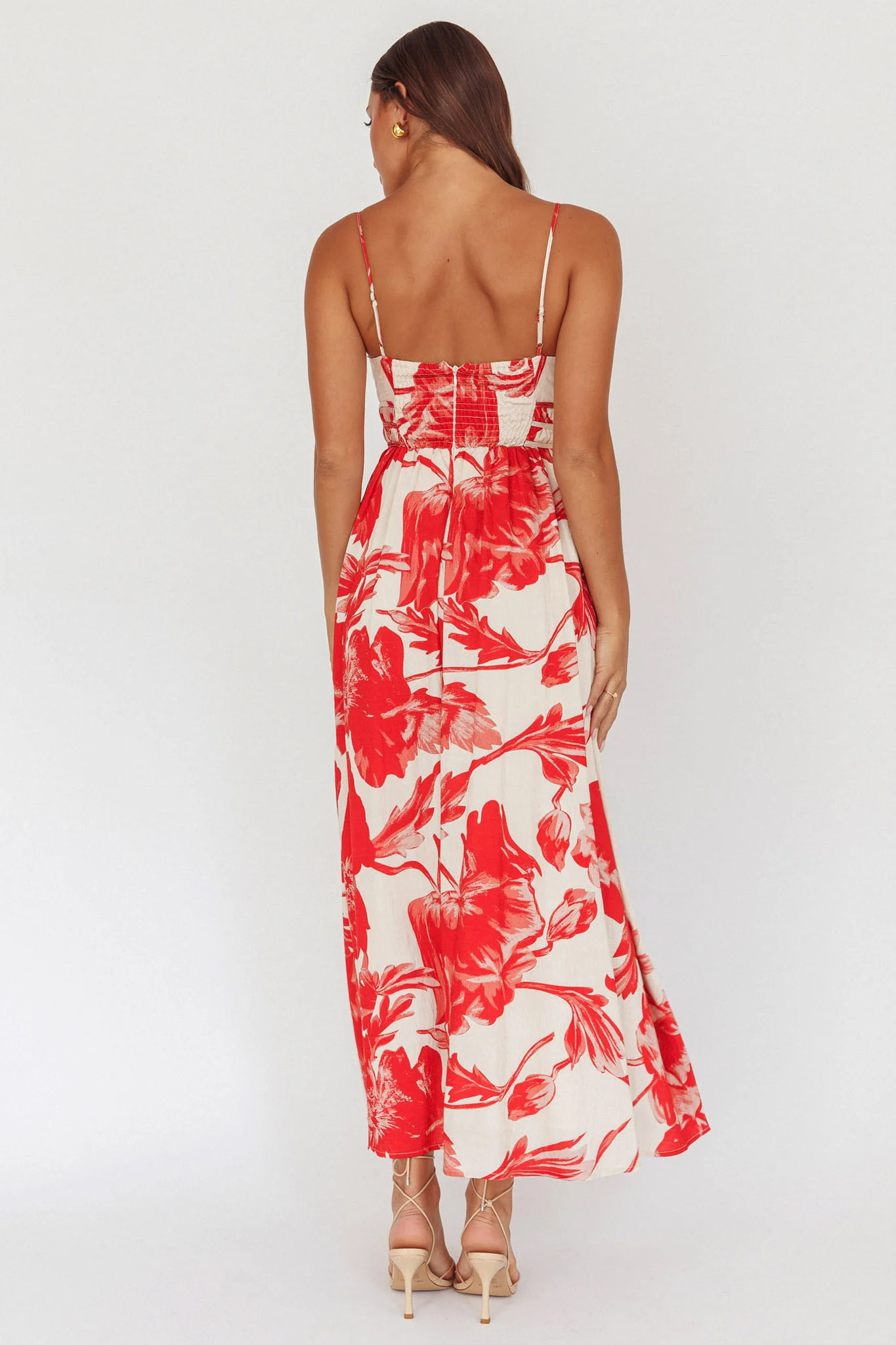 Sunny Afternoon Gathered Waist Maxi Dress Floral Pink - Seraphlike