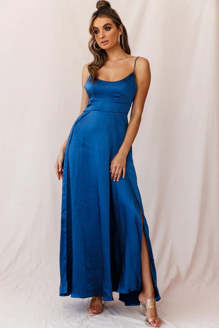 Joanne Empire Waist Maxi Dress Navy - Seraphlike