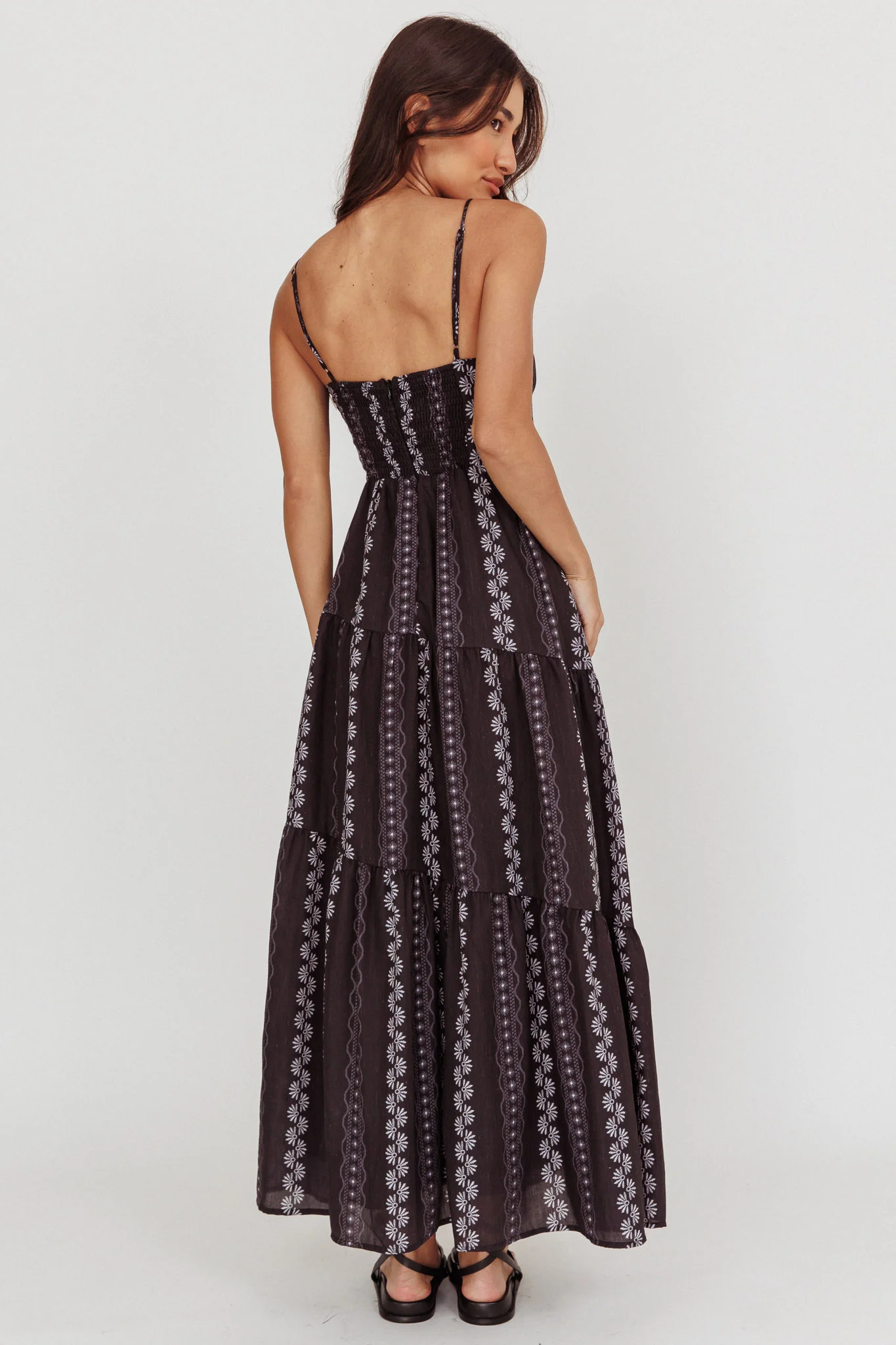Doe Tied Bust Maxi Dress Black - Seraphlike
