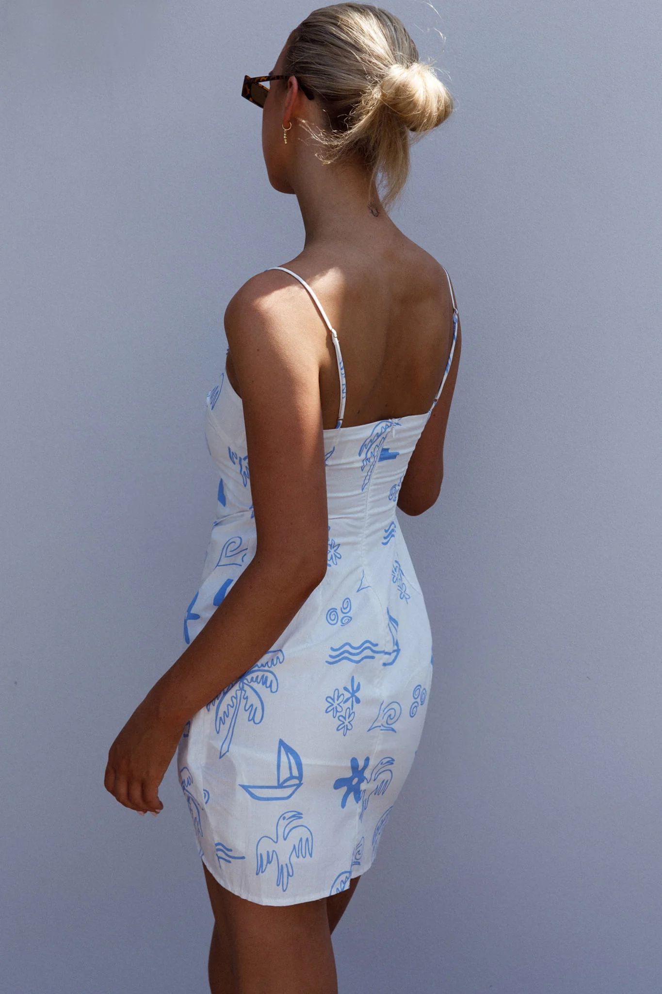 Euro Trip Wrap Mini Dress Nautical White - Seraphlike