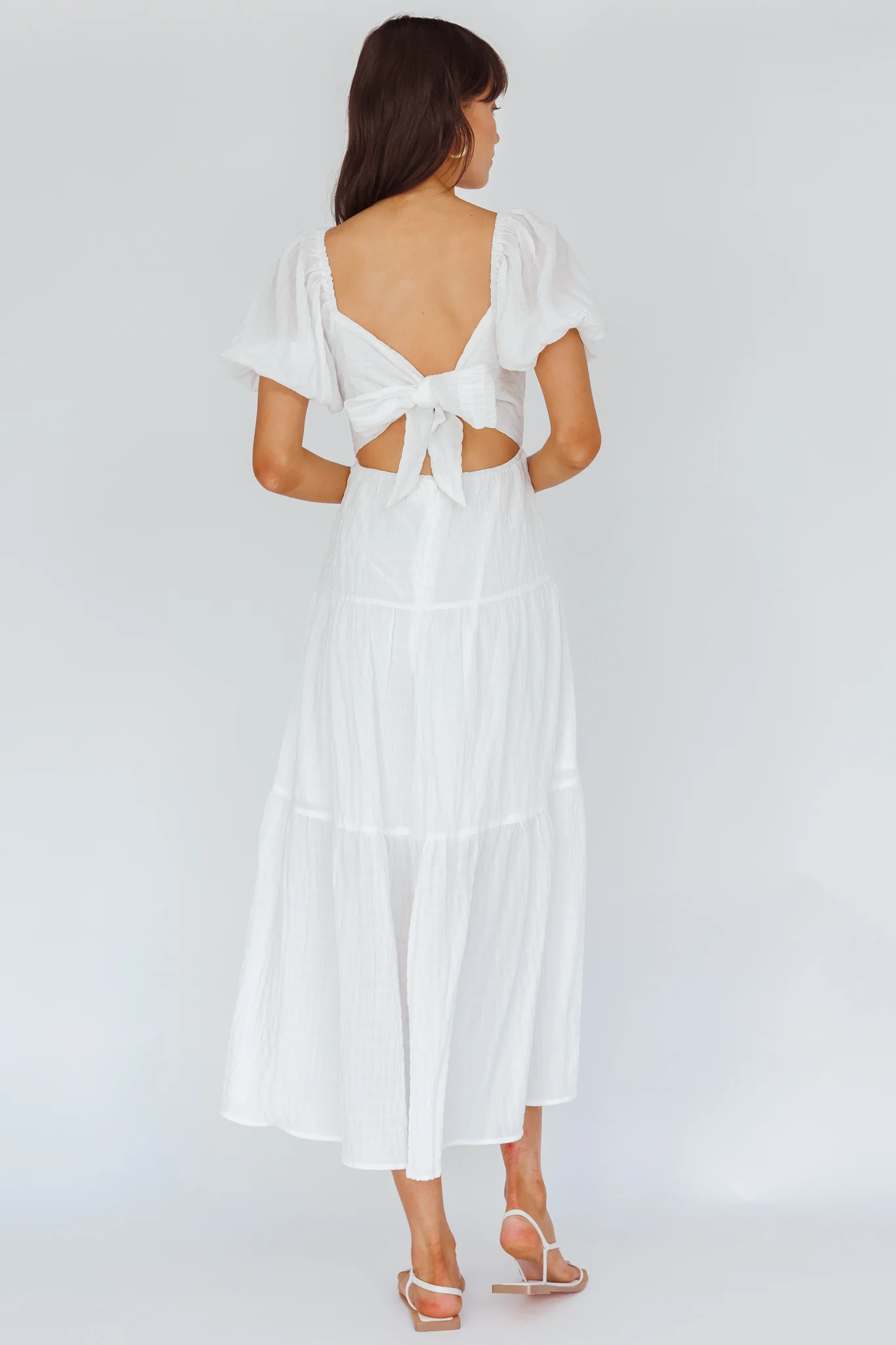 Royce Bow Back Midi Dress White - Seraphlike
