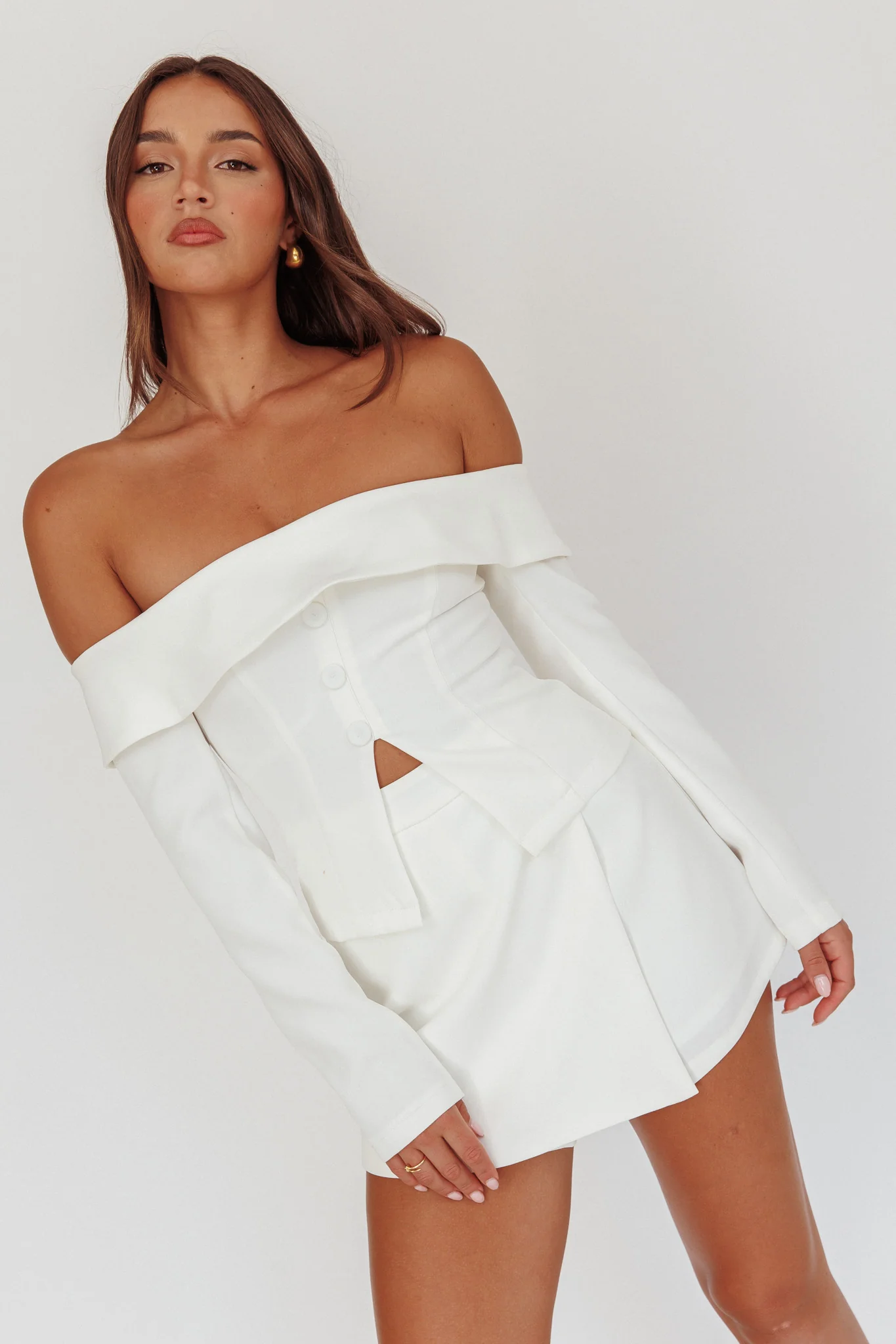 Adalis Off-Shoulder Long Sleeve Top Off White - Seraphlike