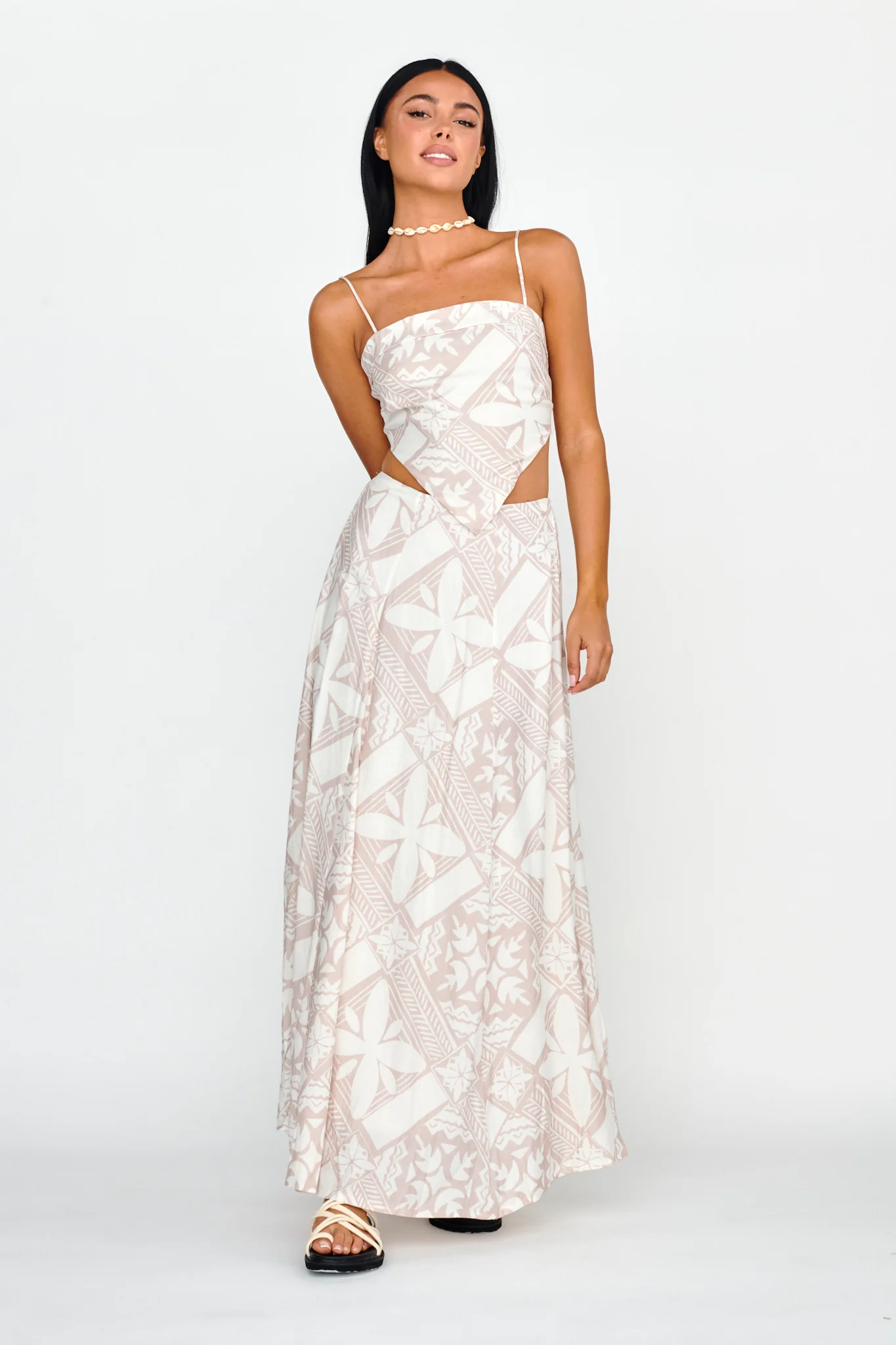 Sought After Maxi Skirt Print Latte - Seraphlike