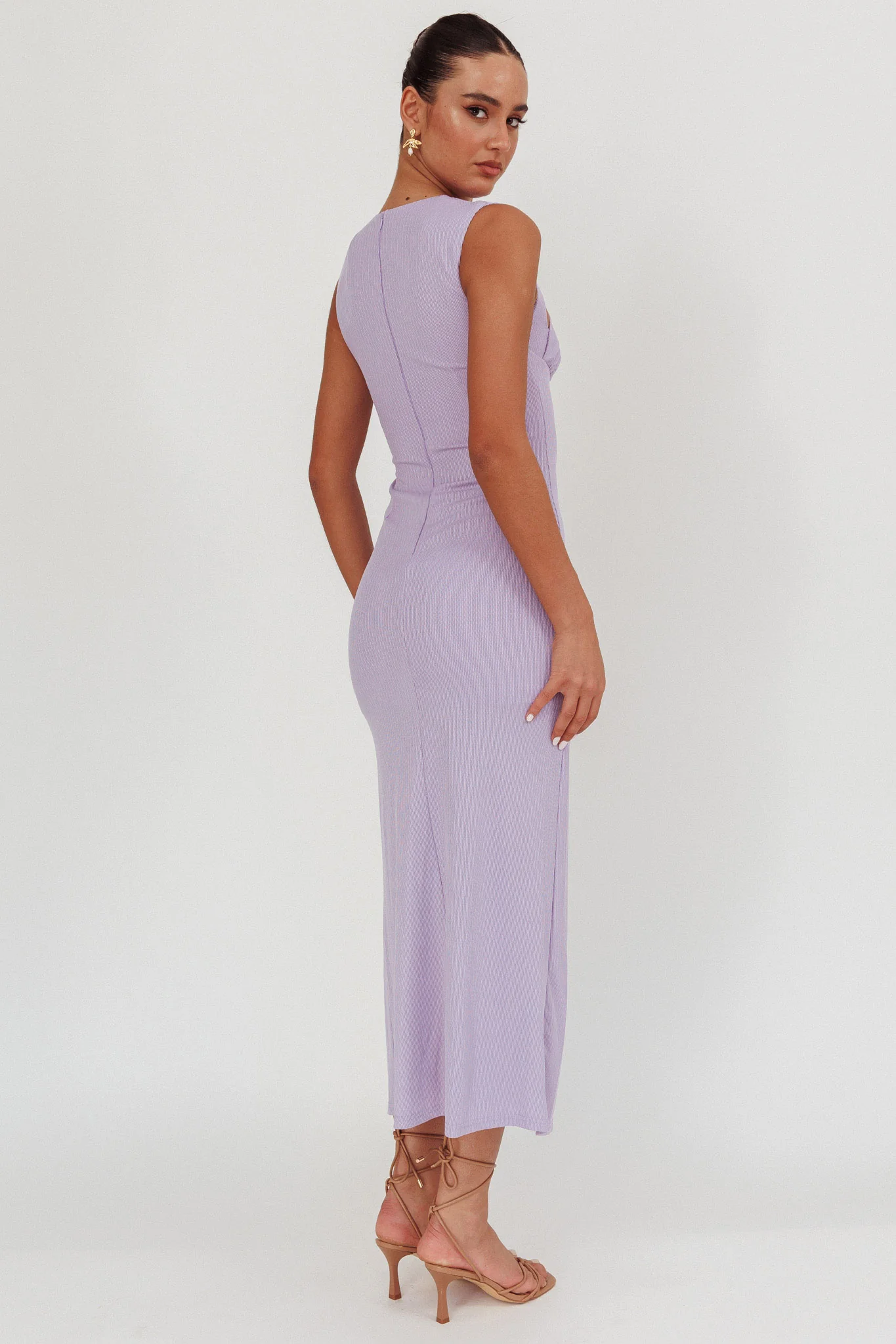 Daleela Asymmetric Neckline Maxi Dress Lilac - Seraphlike
