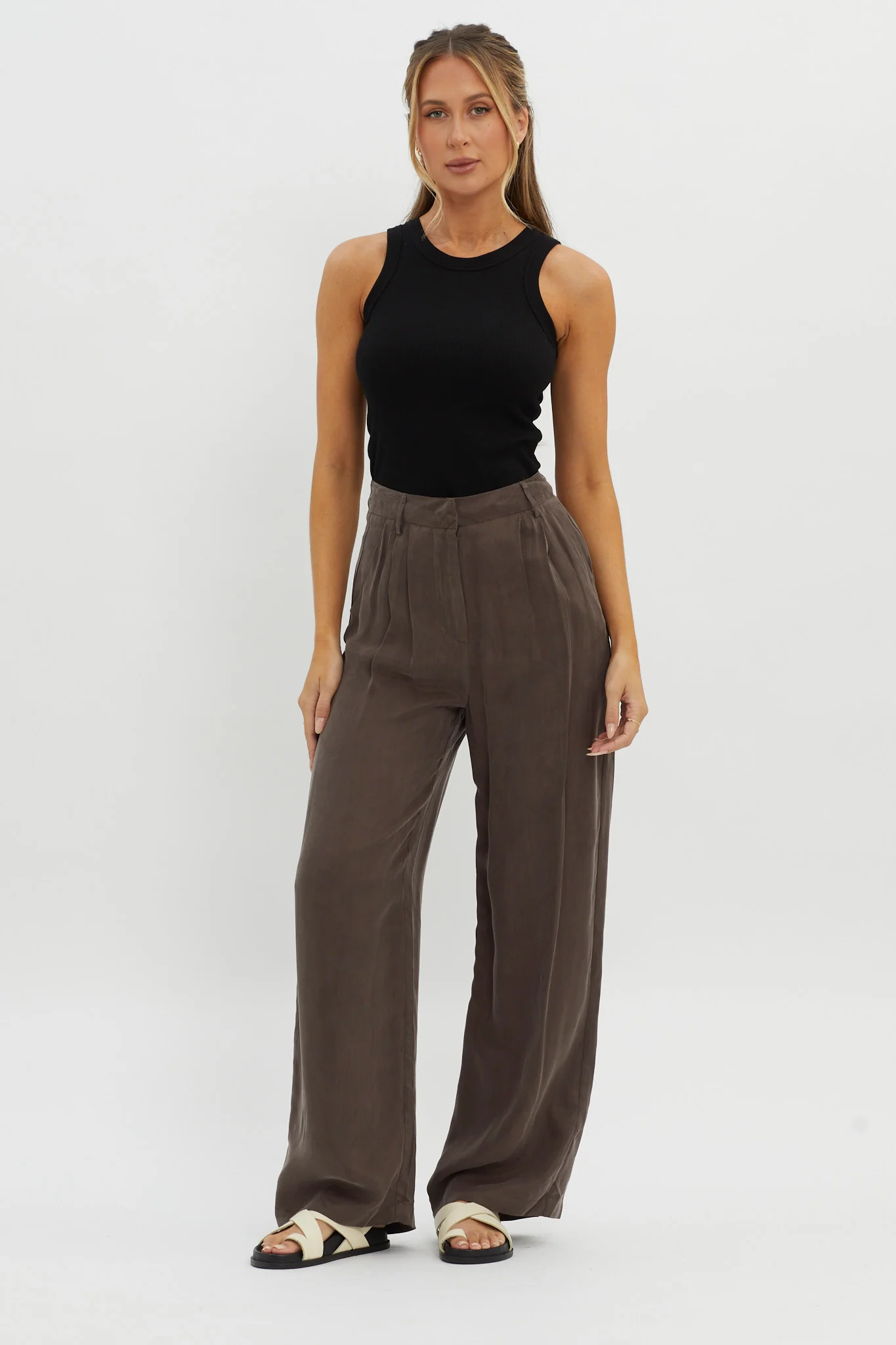 Dodie Straight Leg Trouser Pants Warm Grey - Seraphlike